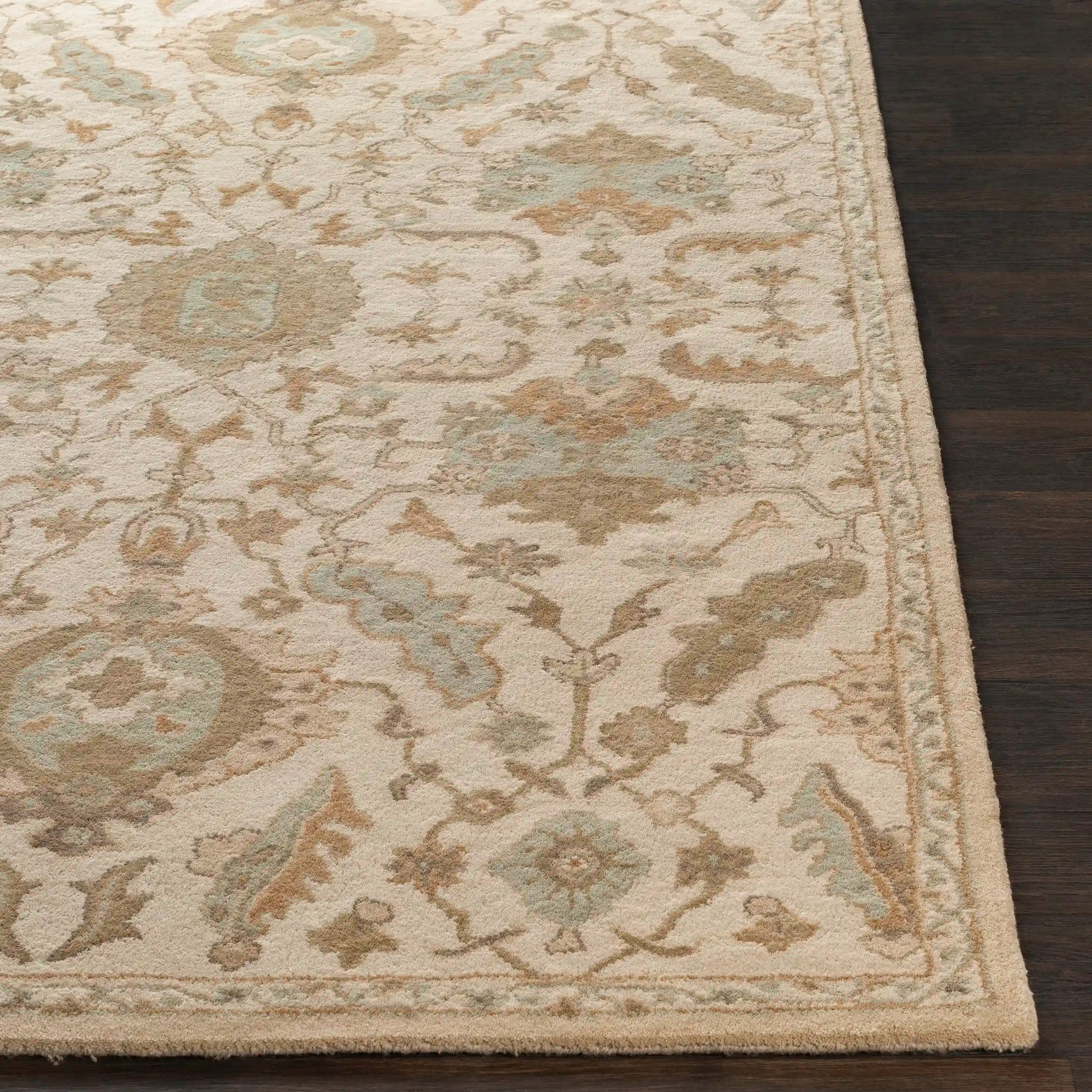 Hand Tufted Cesar Cream and Light Brown Wool Rug
