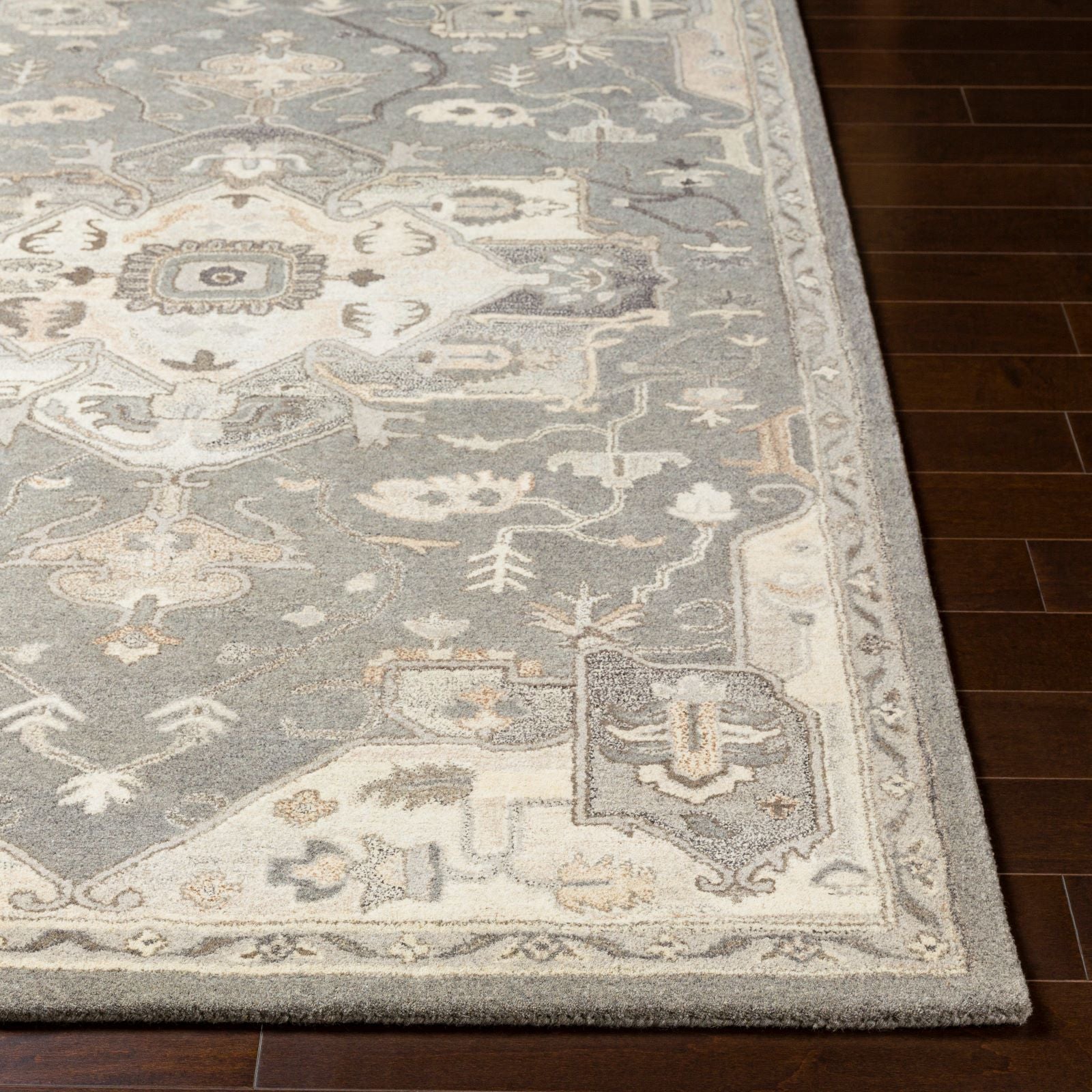 Rustic Wool Rug Caesar Charcoal Wool Rug – Rustic Hand-Tufted Heritage Design