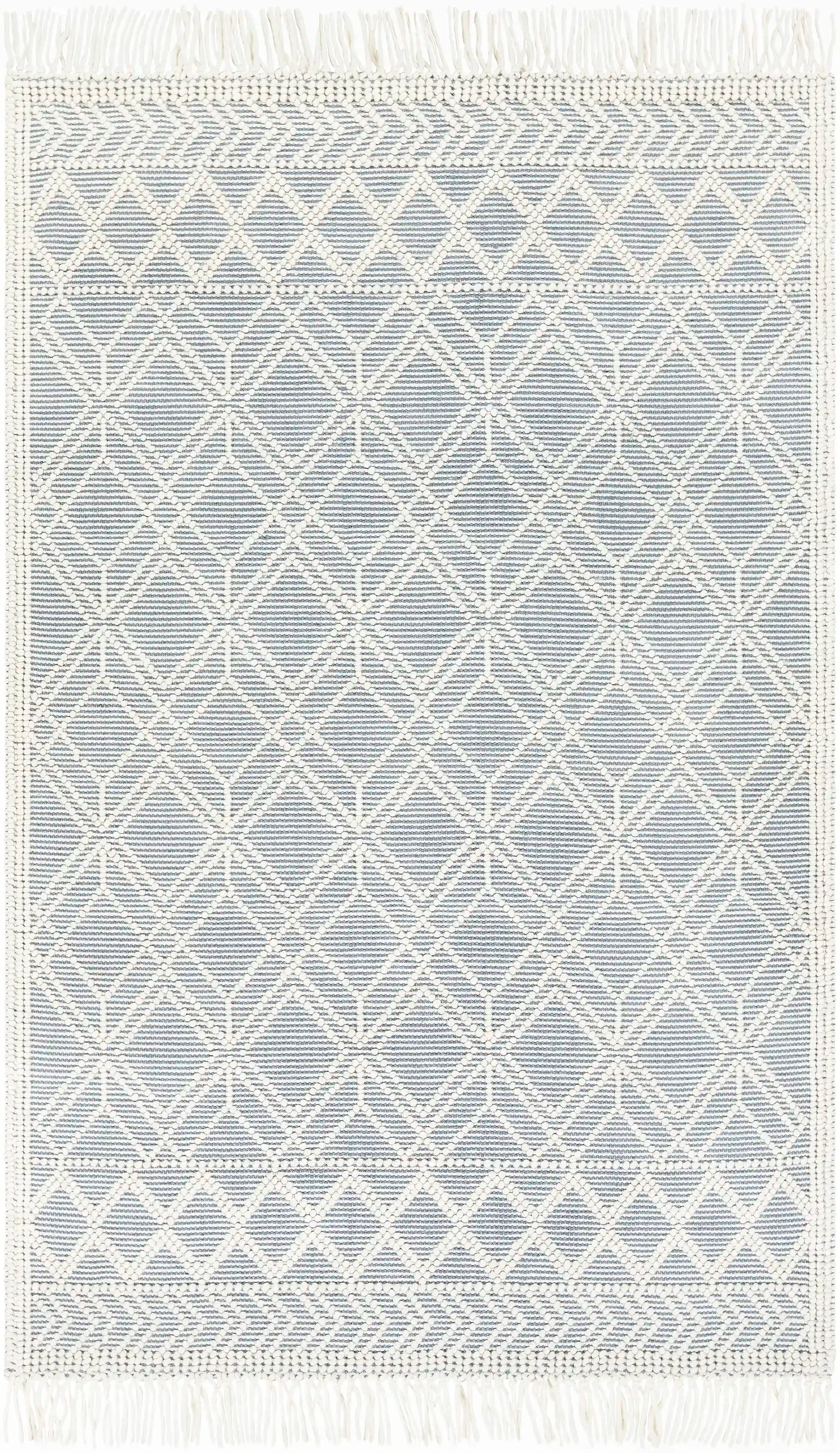Hand Woven Casa DeCampo Ivory and Denim Wool Rug