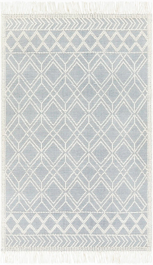 Hand Woven Casa DeCampo Ivory and Denim Wool Rug