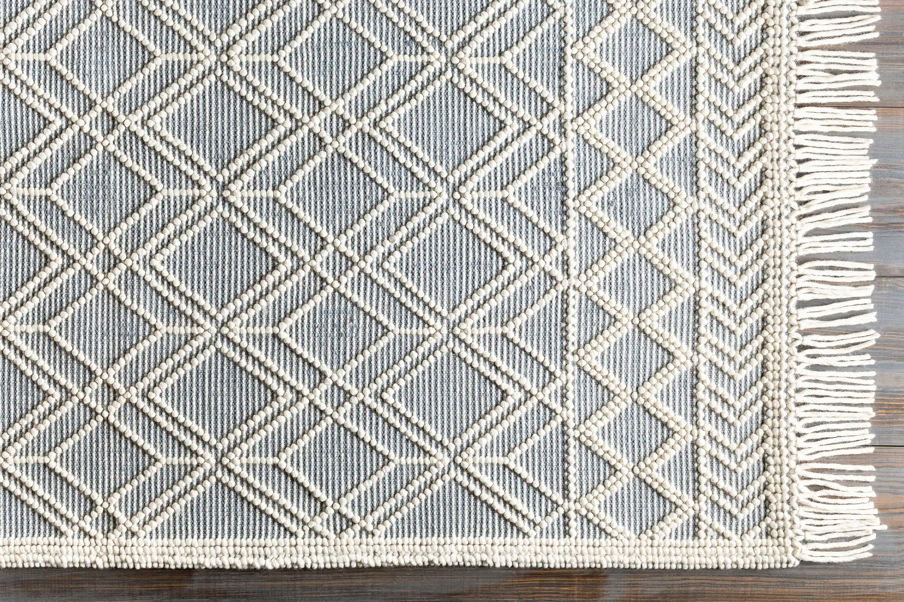 Hand Woven Casa DeCampo Ivory and Denim Wool Rug
