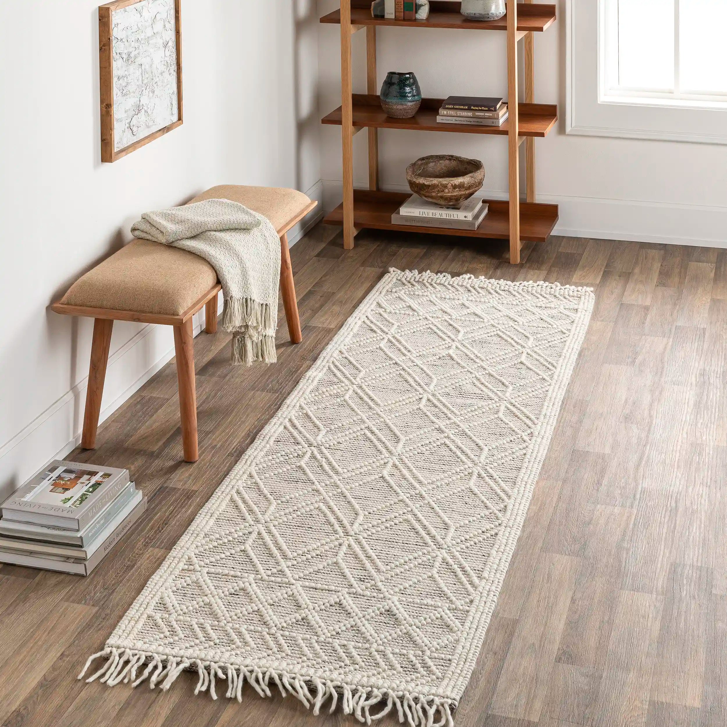 Hand Woven Casa DeCampo Ivory and Black Wool Rug