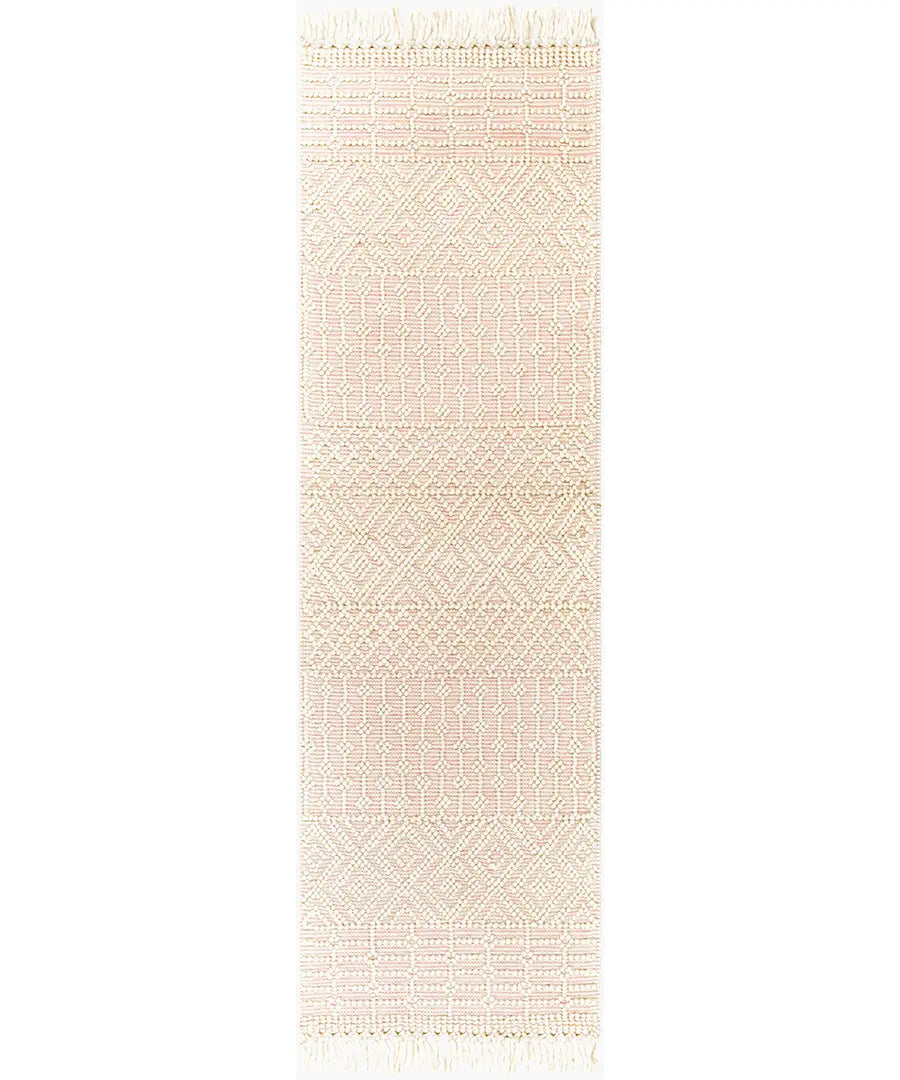 Hand Woven Geometric & Stripes Casa De Campo Beige Wool Rug