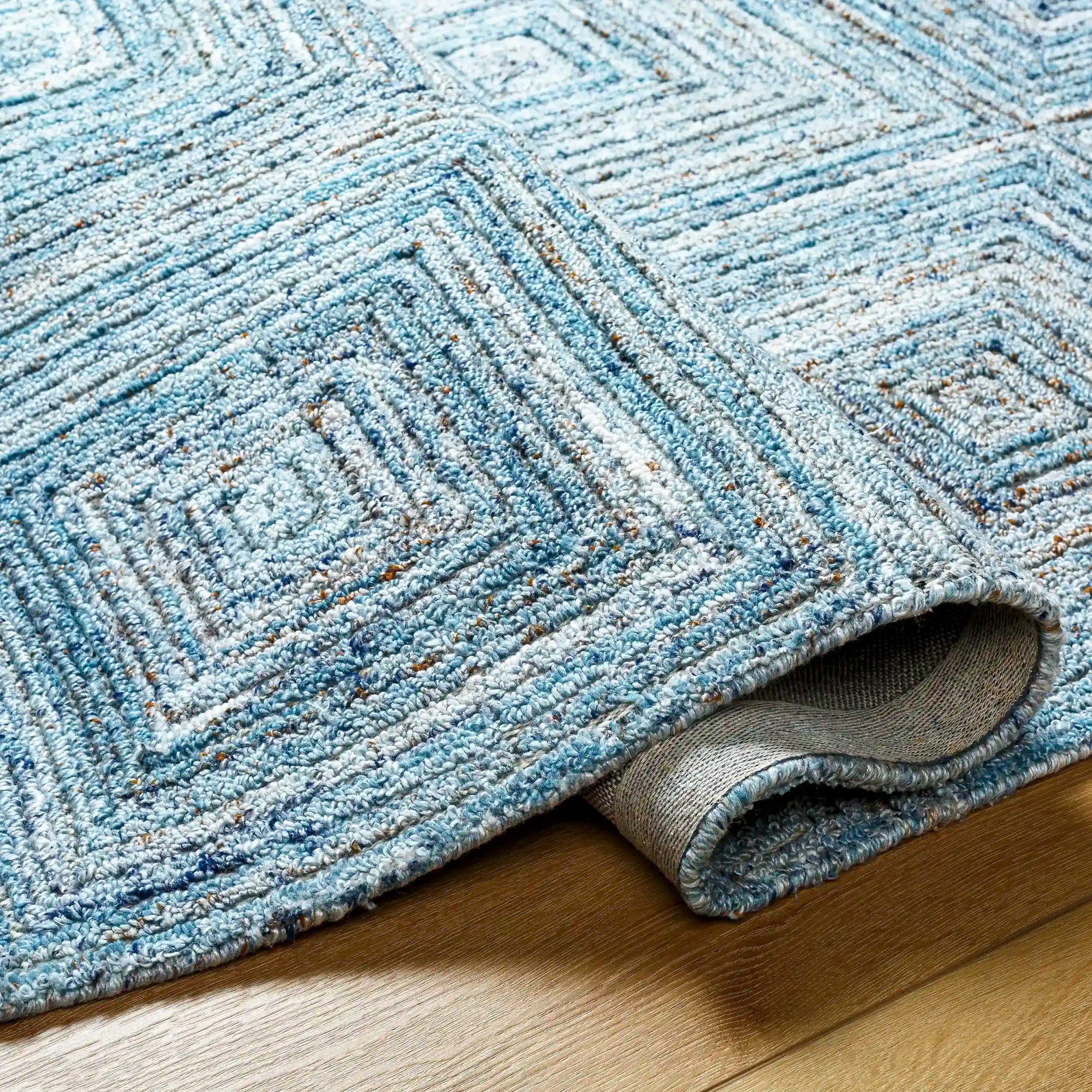 Hand Tufted Calgary Blue Diamond Wool Rug