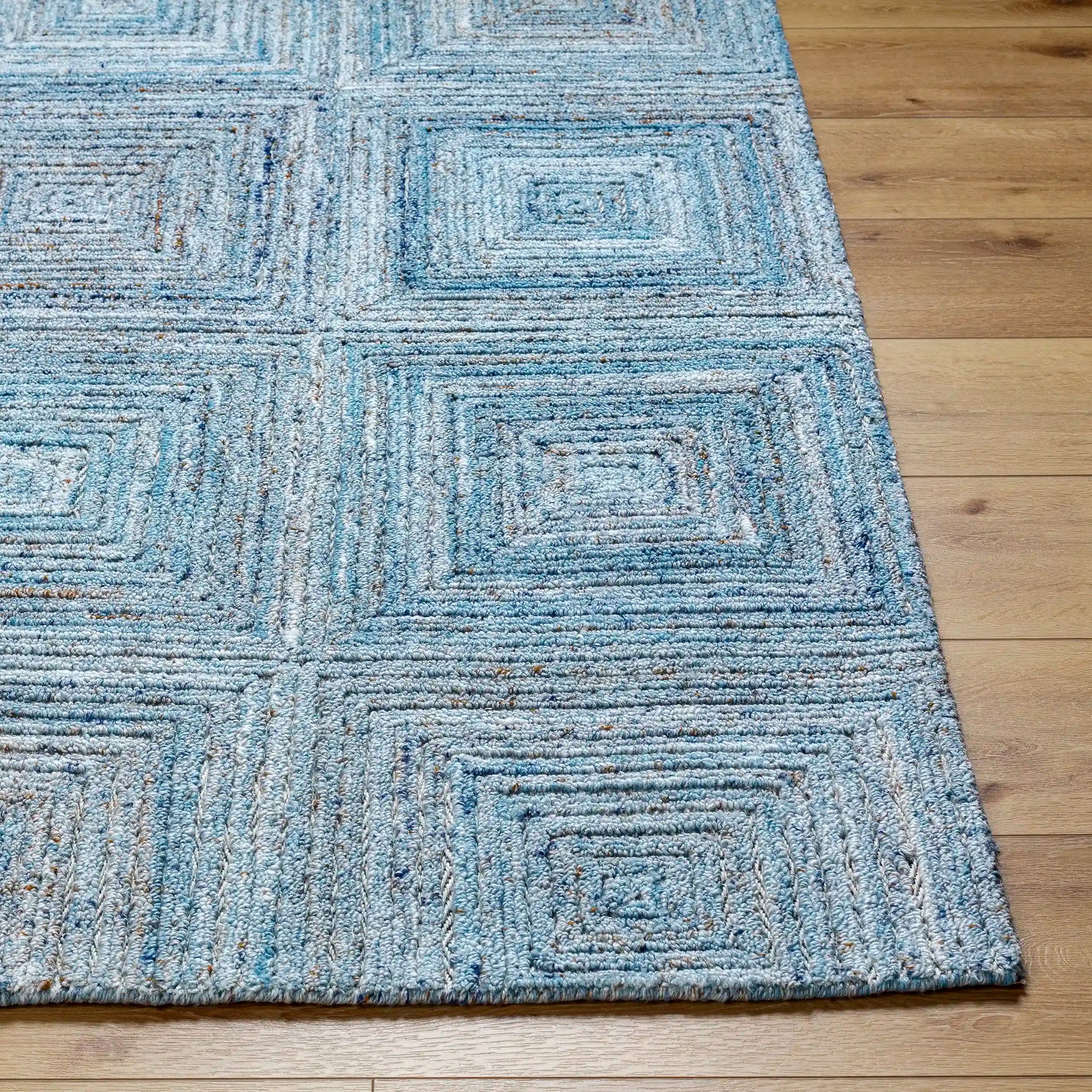 Hand Tufted Calgary Blue Diamond Wool Rug