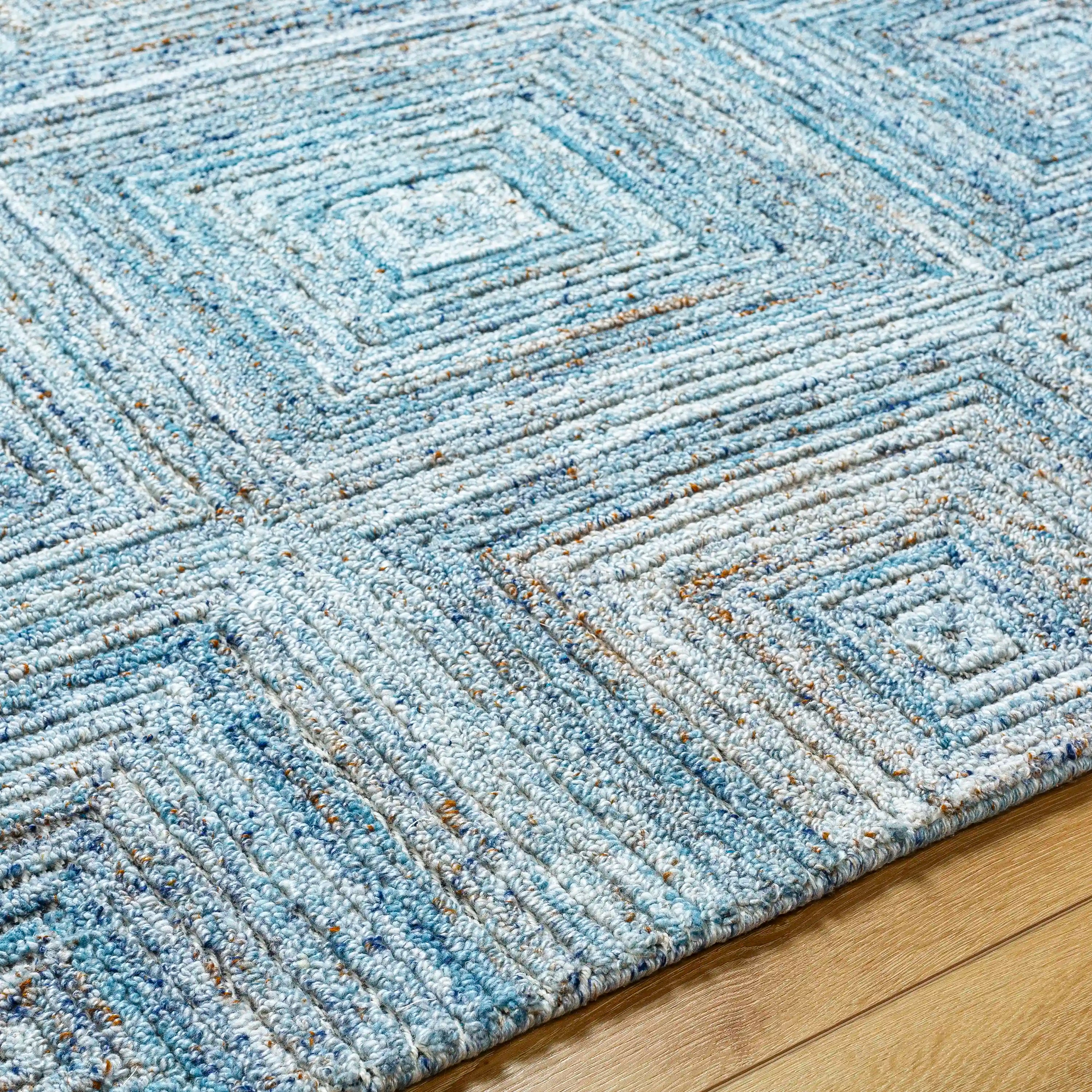 Hand Tufted Calgary Blue Diamond Wool Rug