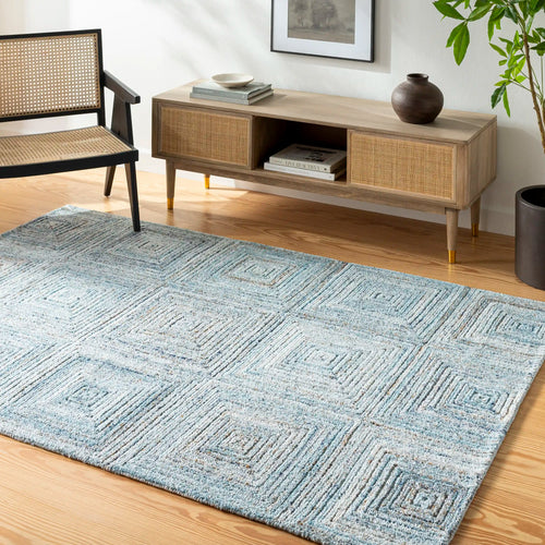 Hand Tufted Calgary Blue Diamond Wool Rug