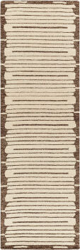 Hand Woven Light Beige and Dark Brown Wool Rug