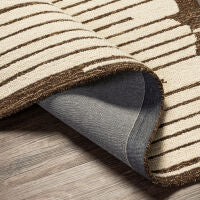 Hand Woven Light Beige and Dark Brown Wool Rug