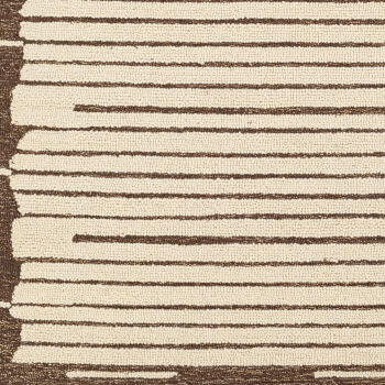 Hand Woven Light Beige and Dark Brown Wool Rug
