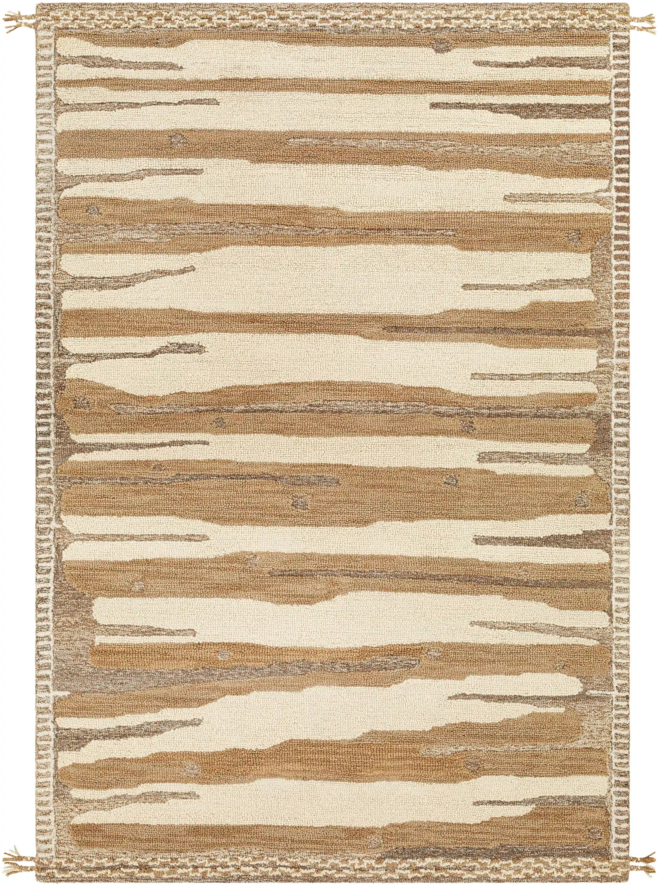 Hand Woven Cherokee Beige and Brown Wool Rug