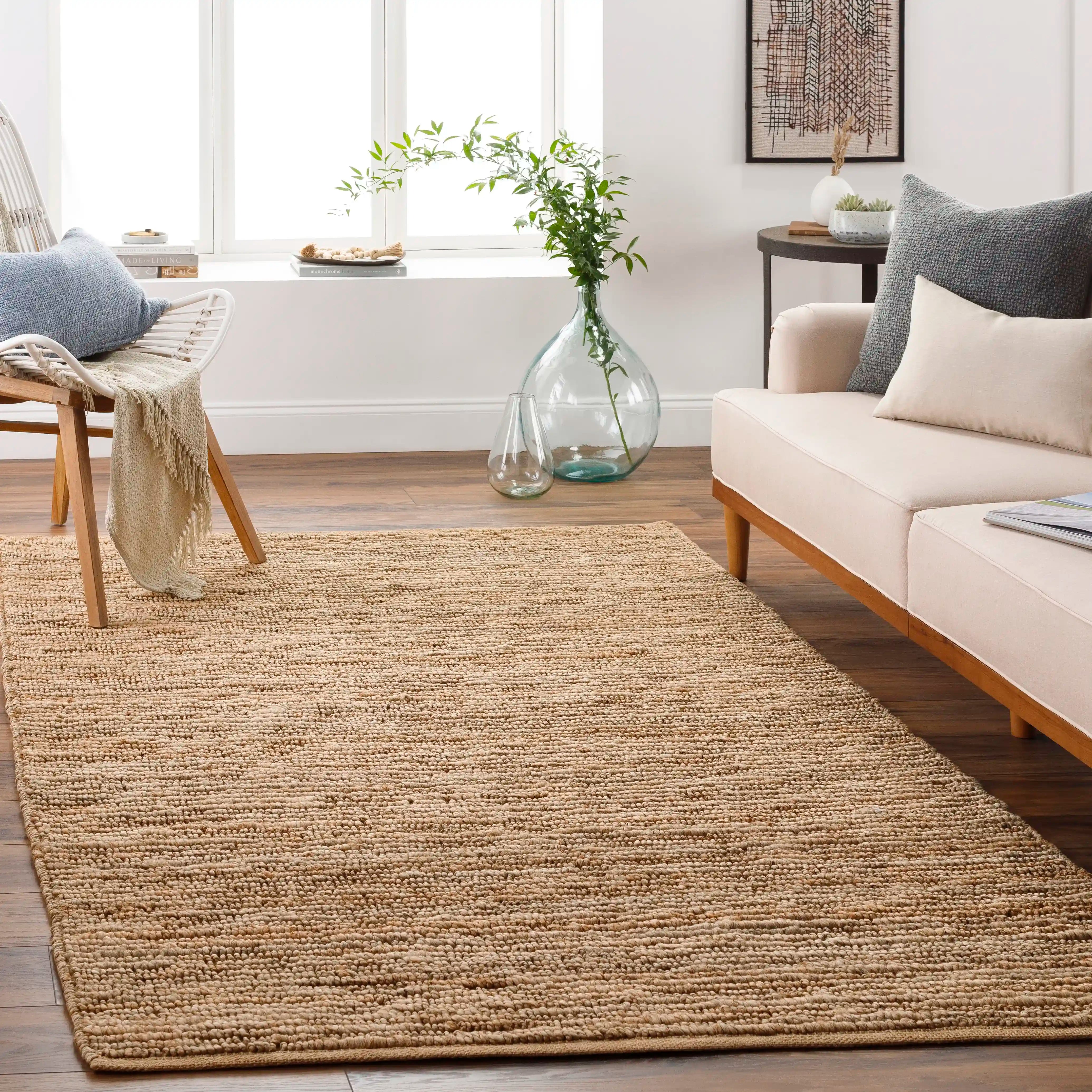 Hand Woven Continental Beige Jute Rug