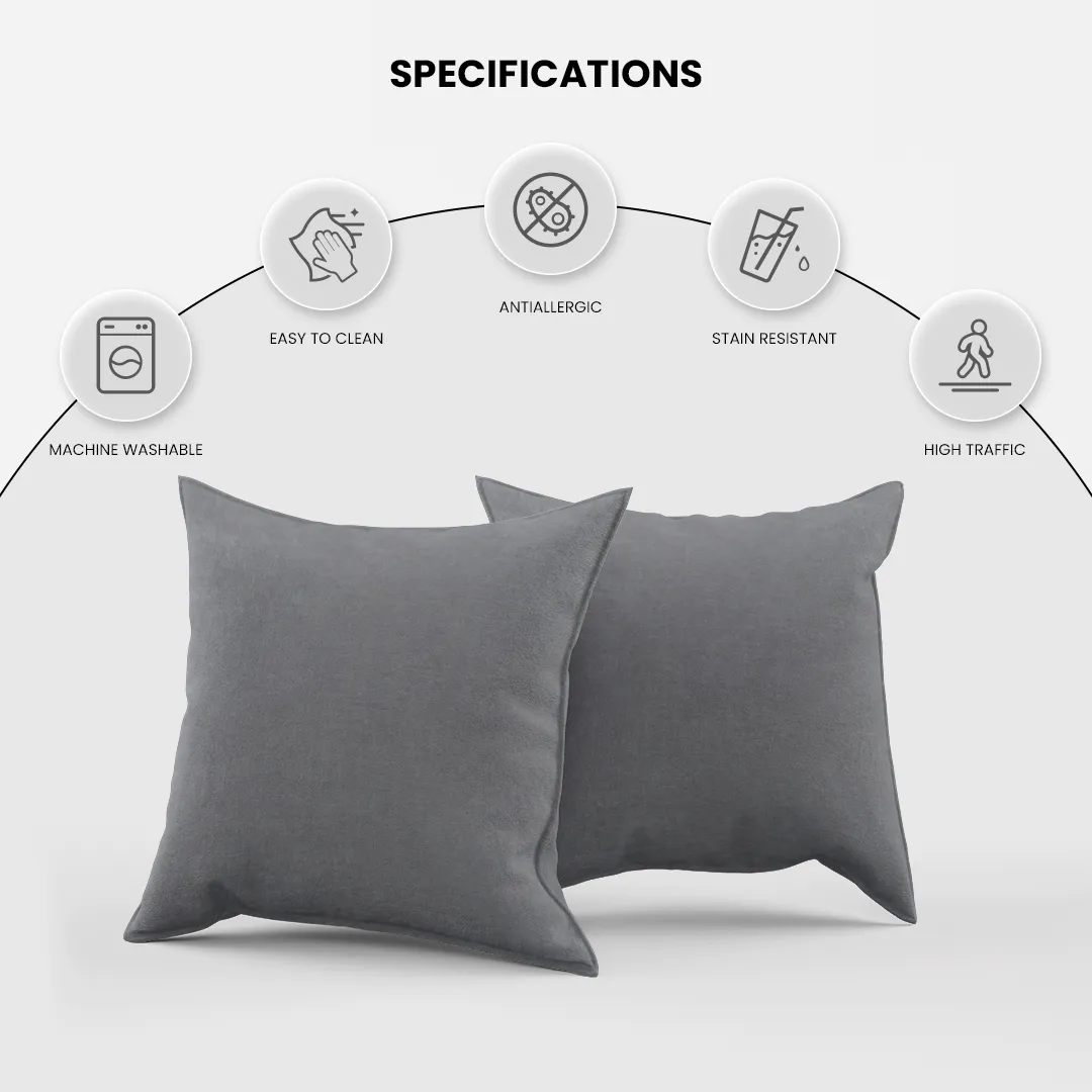 Cotton Velvet Charcoal Flange Pillow Cover