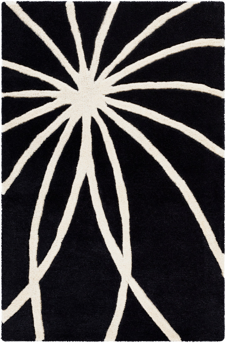 Forum Hand-Tufted Abstract Black Design Handmade Wool Rug