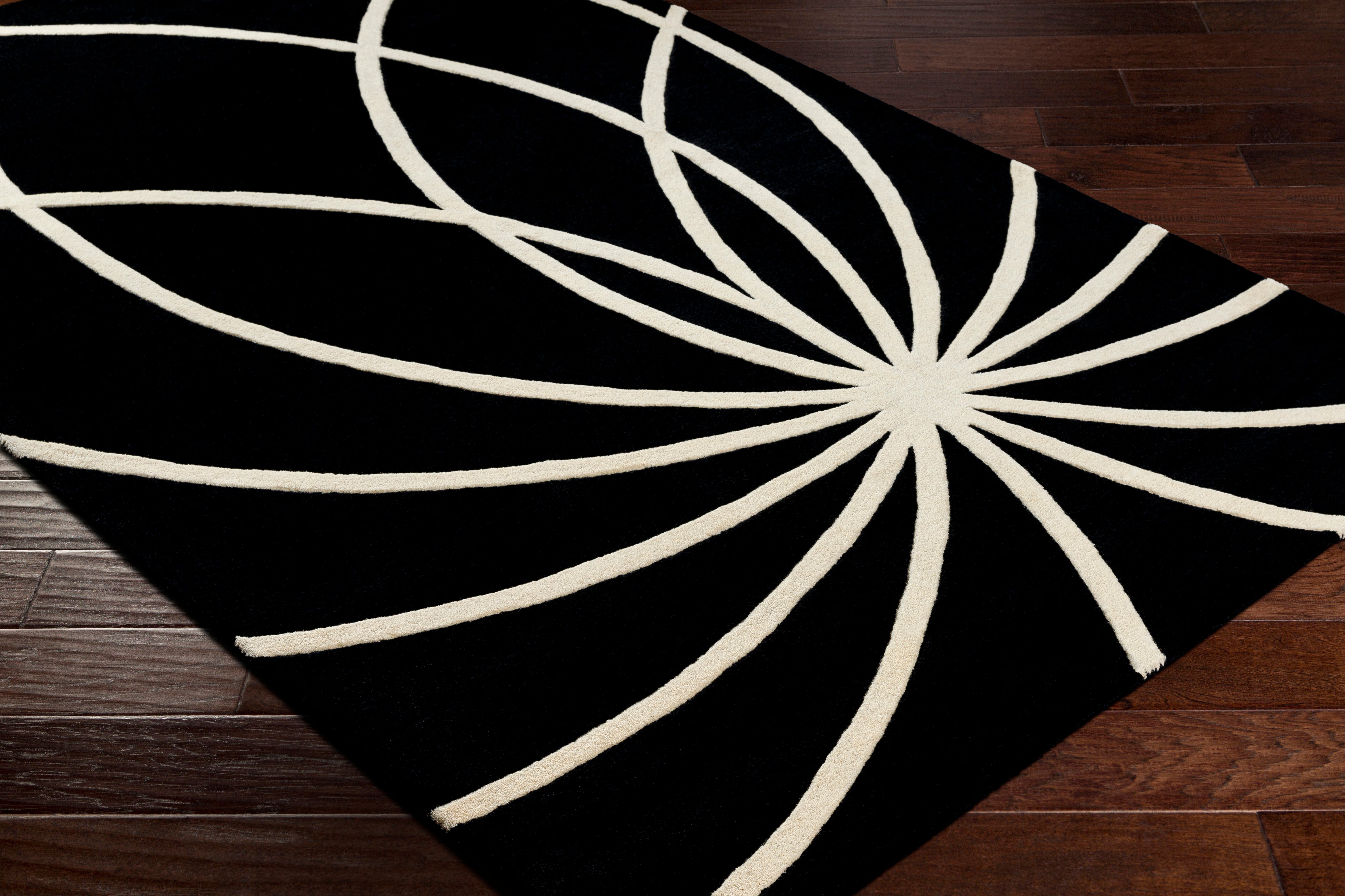 Forum Hand-Tufted Abstract Black Design Handmade Wool Rug