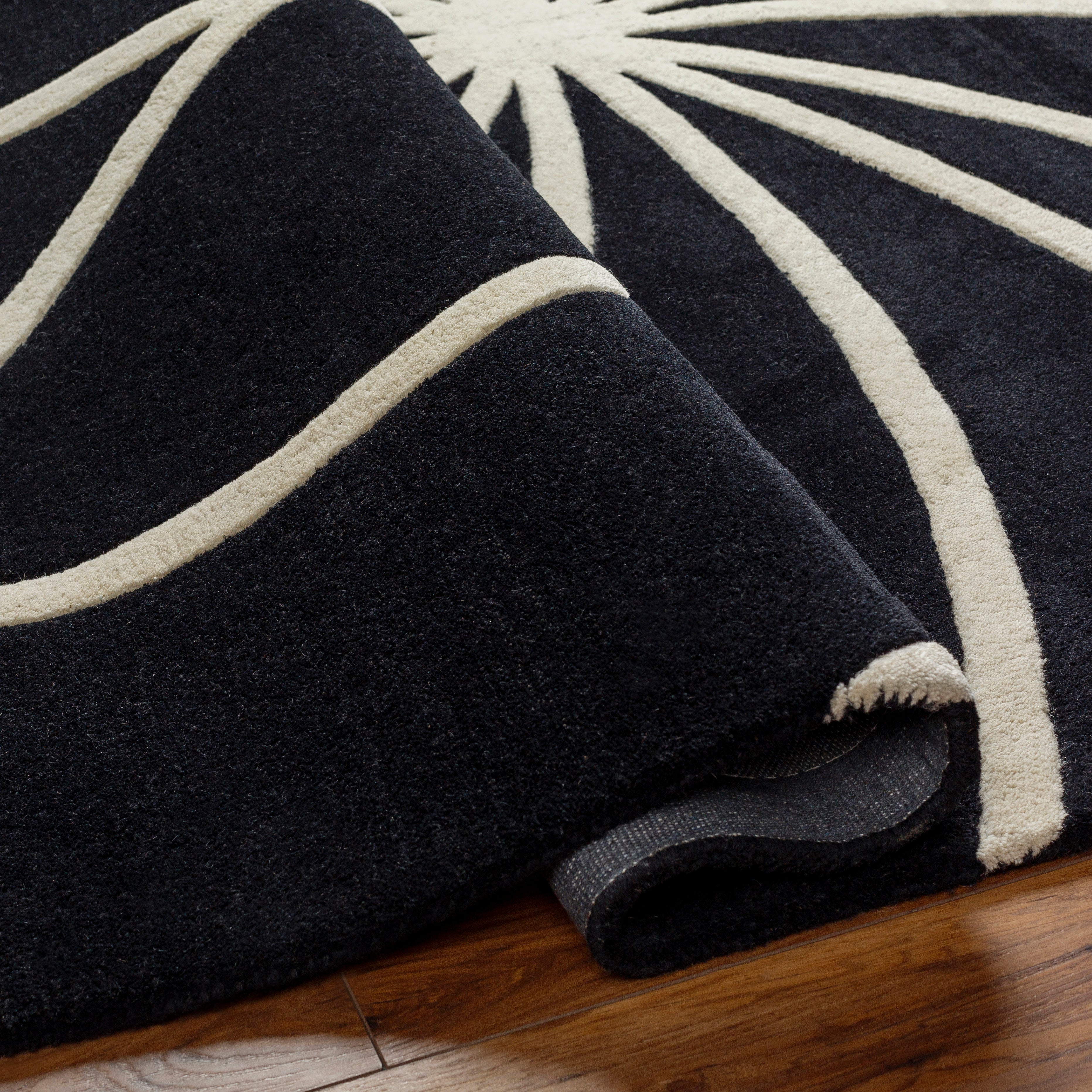 Forum Hand-Tufted Abstract Black Design Handmade Wool Rug