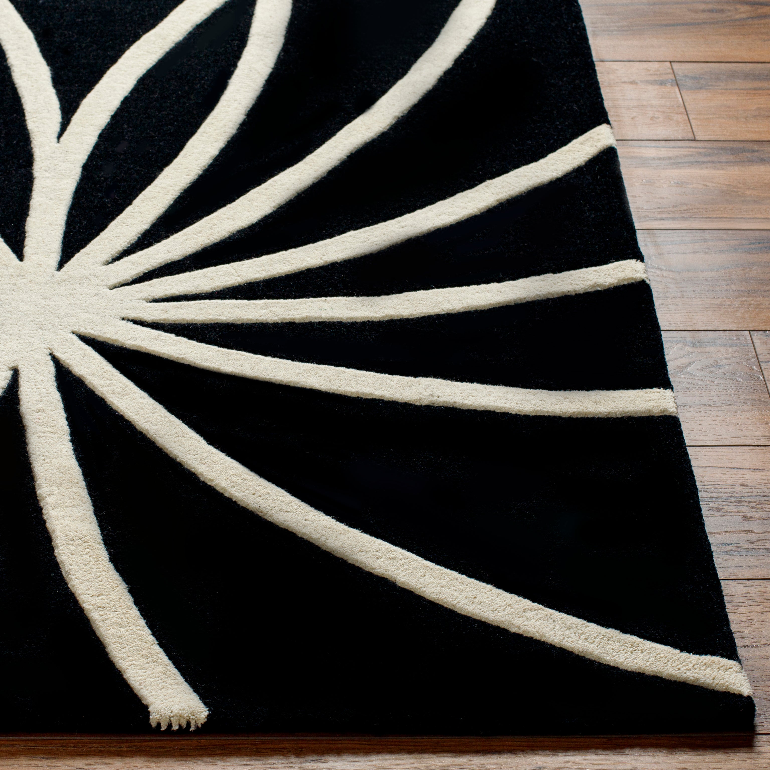 Forum Hand-Tufted Abstract Black Design Handmade Wool Rug