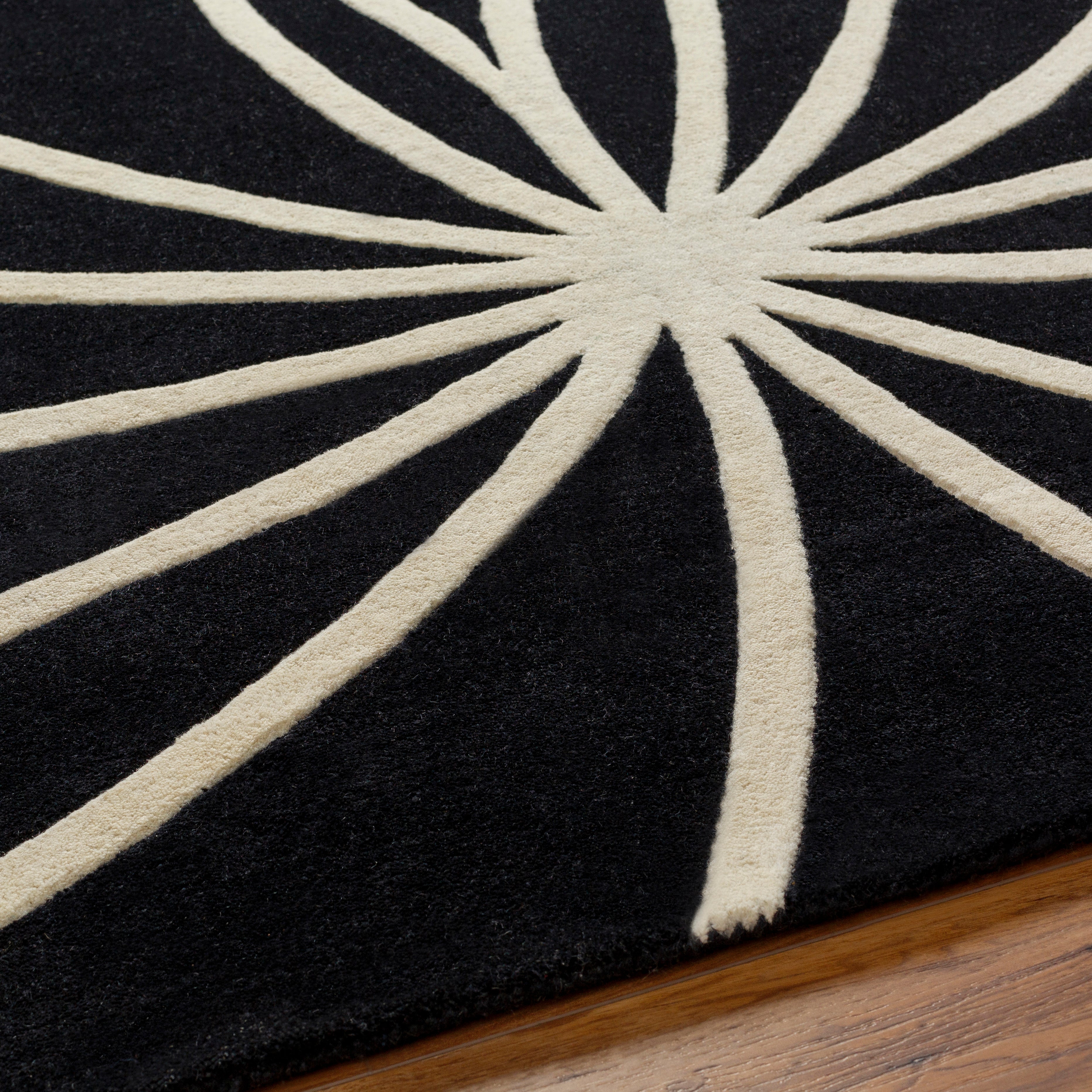 Forum Hand-Tufted Abstract Black Design Handmade Wool Rug
