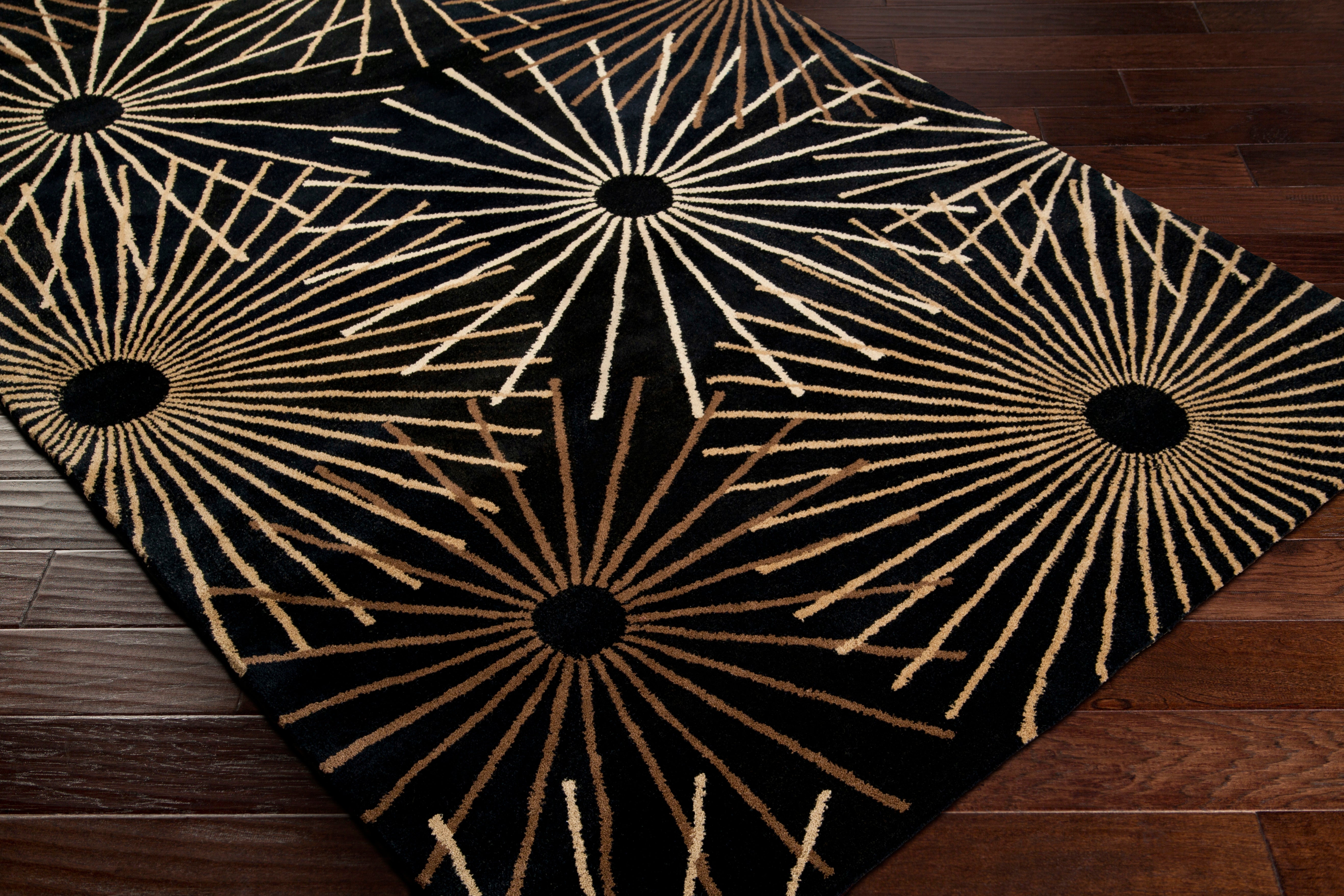 Hand-Tufted Forum  Geometric Black and Brown Wool Rug