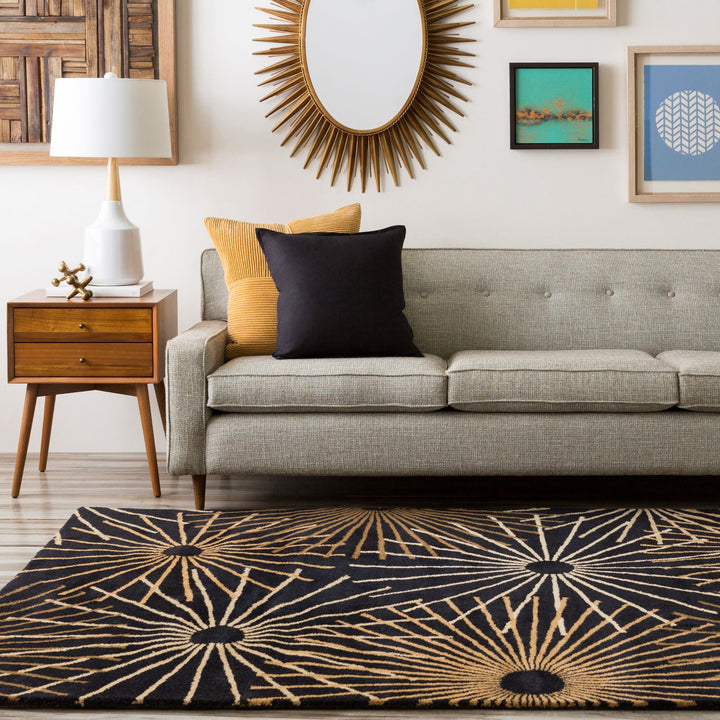 Hand-Tufted Forum  Geometric Black and Brown Wool Rug