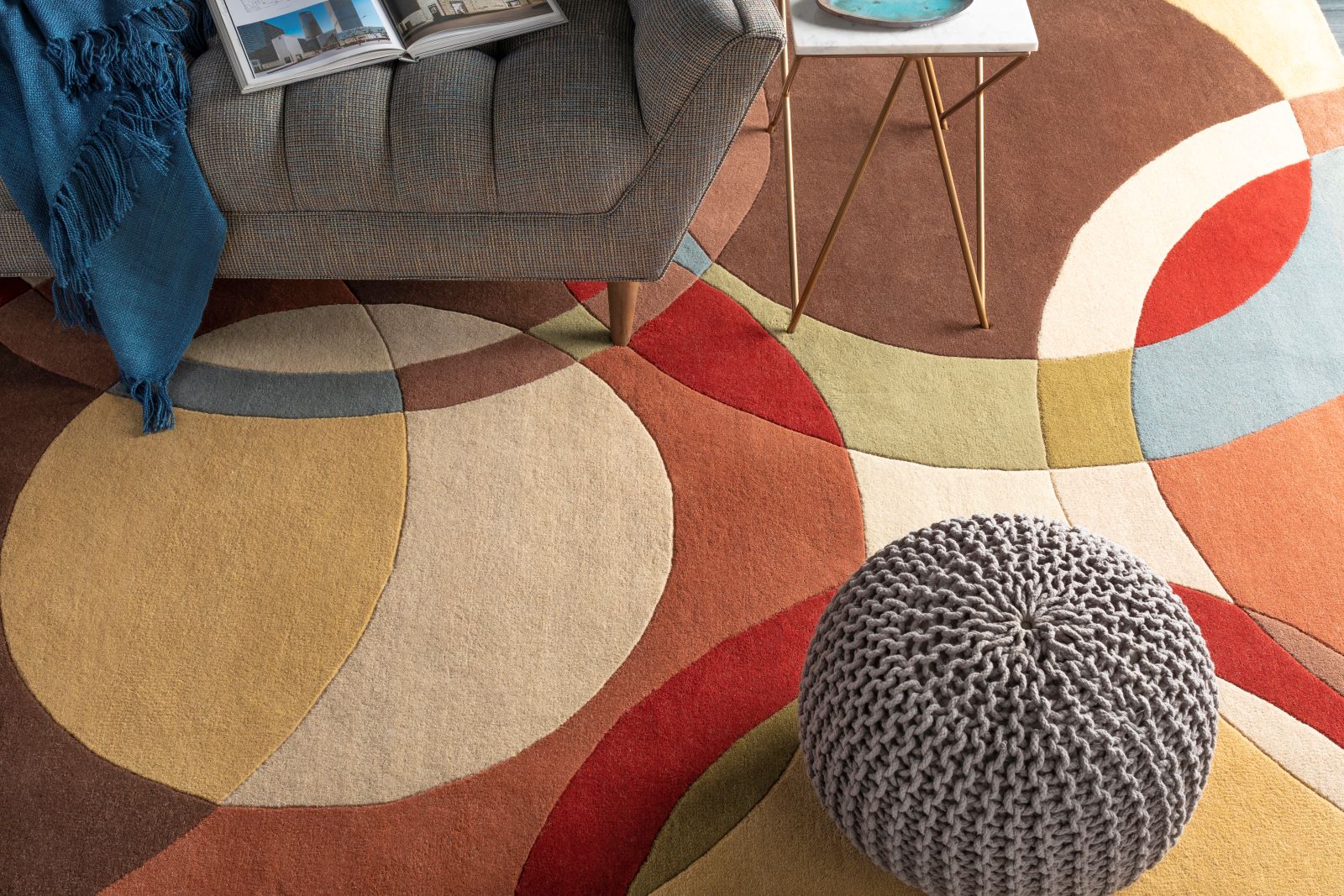 Hand-Tufted Forum  Abstract Tan Wool Rug