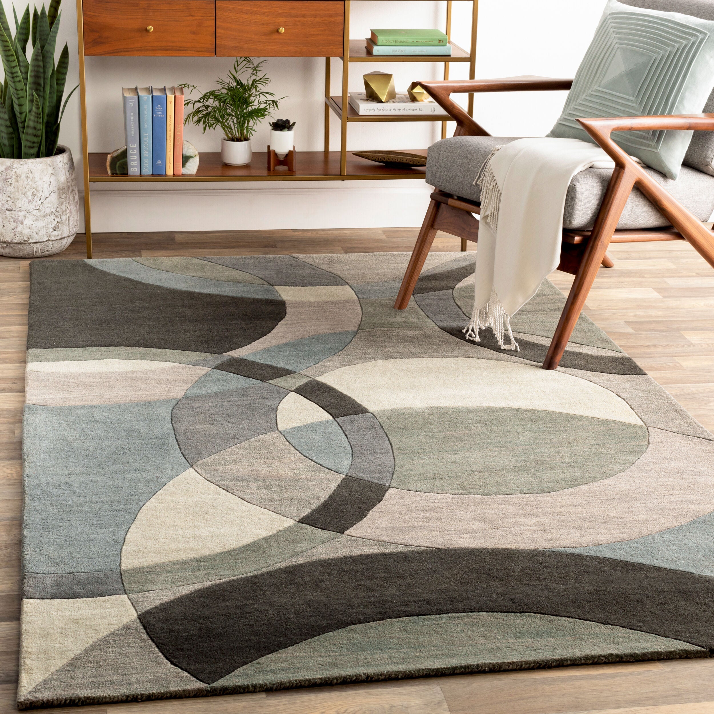 Hand-Tufted Forum Abstract Taupe Wool Rug