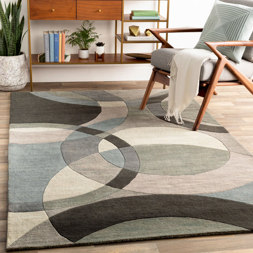 Hand-Tufted Forum Abstract Taupe Wool Rug