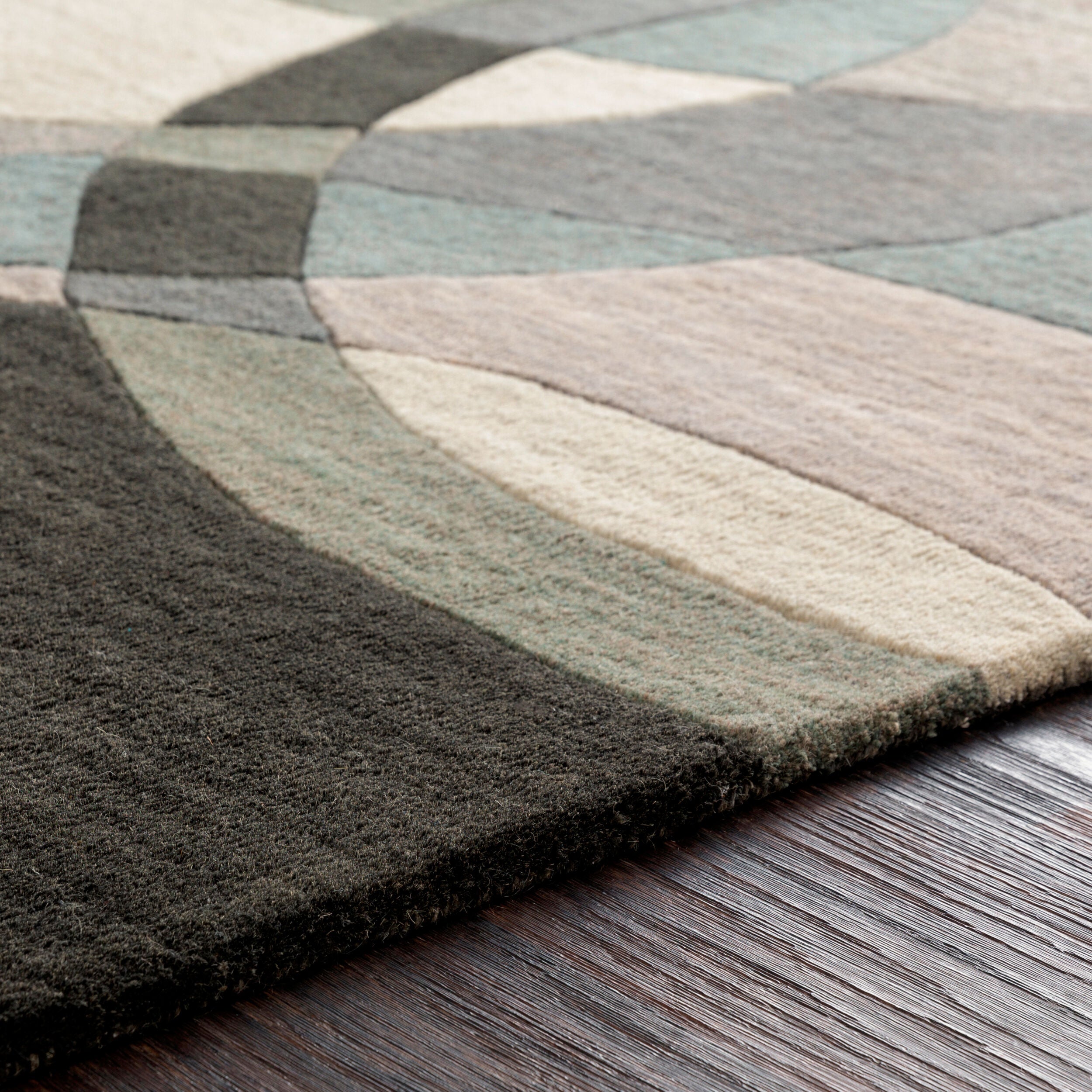 Hand-Tufted Forum Abstract Taupe Wool Rug