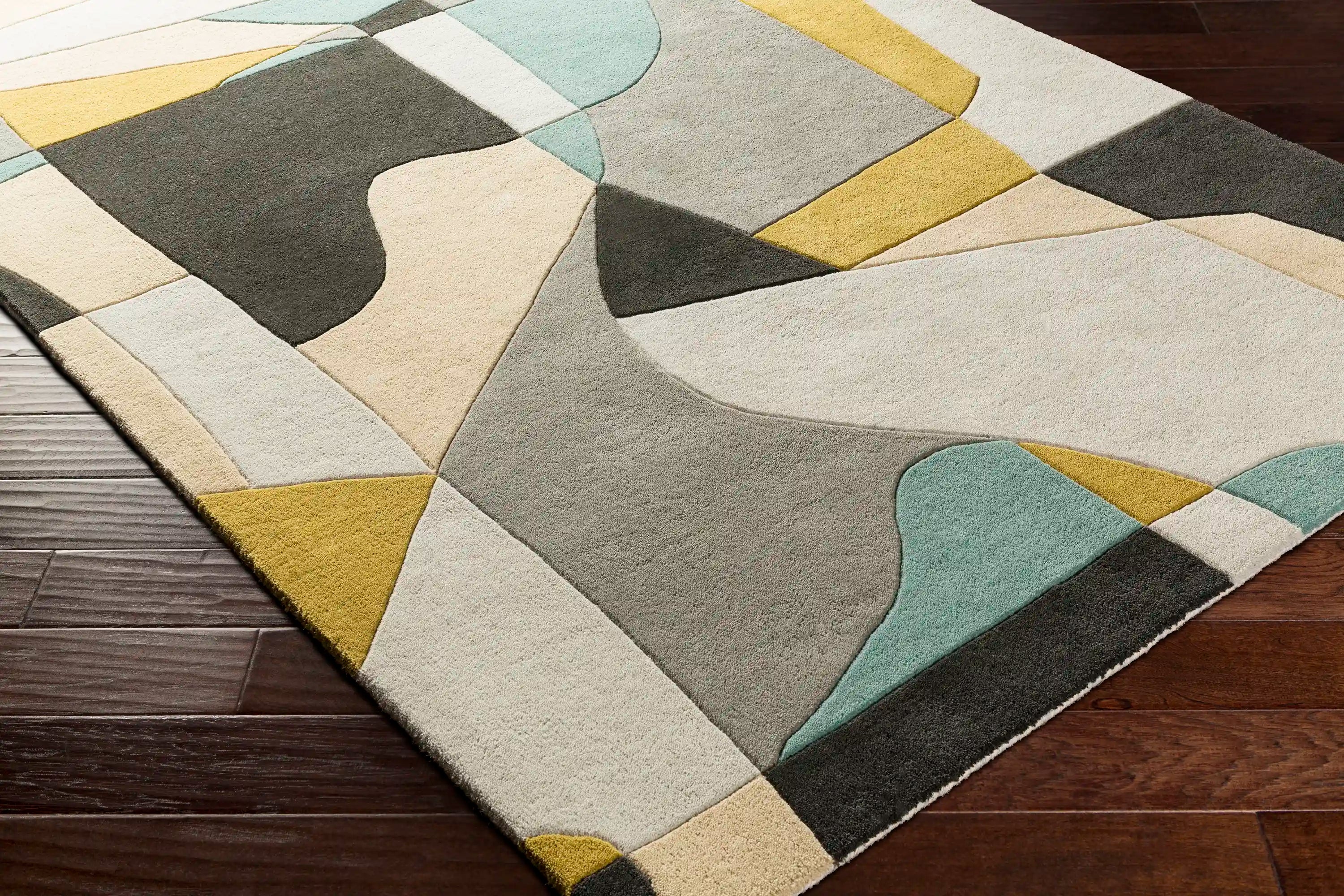 Hand Tufted Yellow and Gray Multicolor Wool Rug