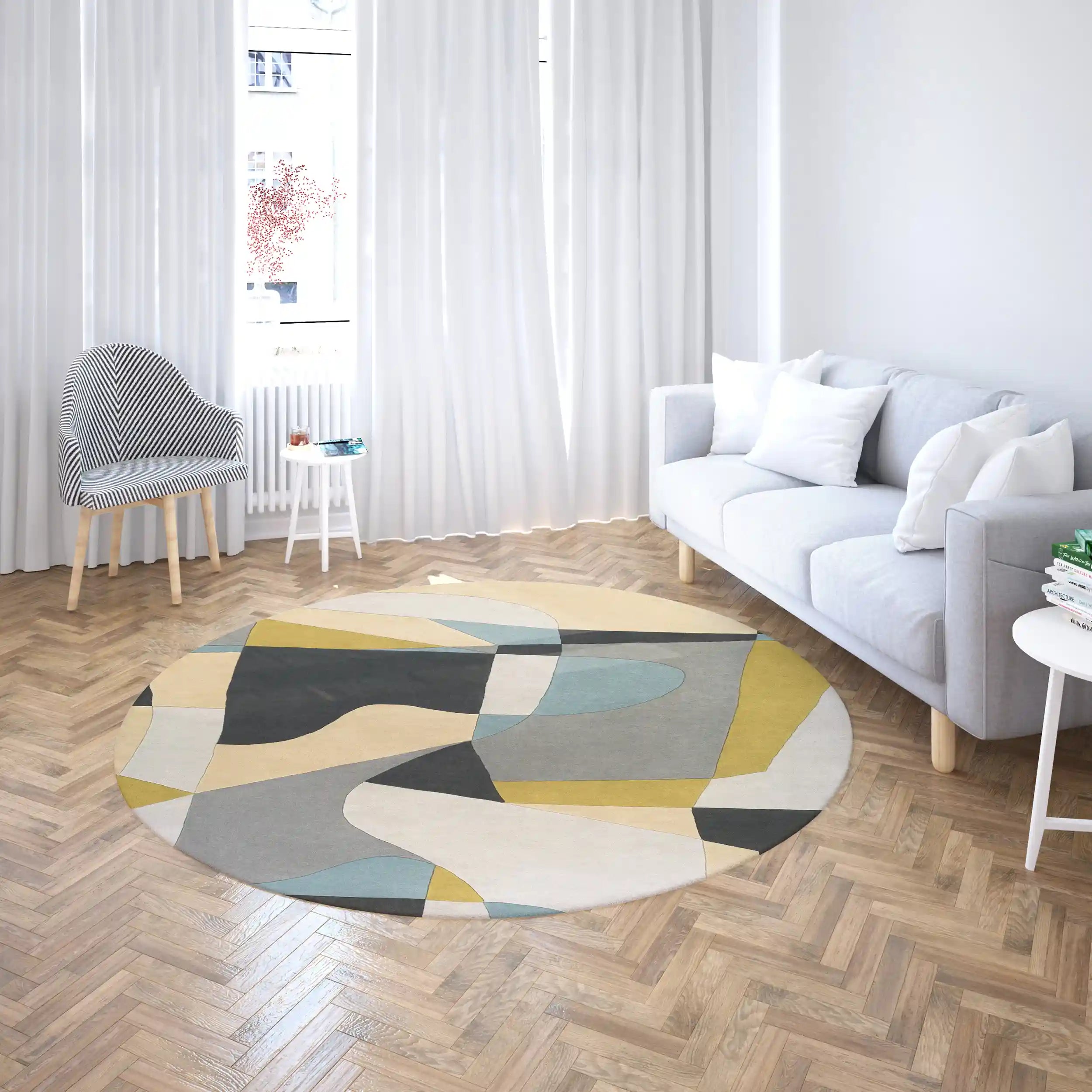 Hand Tufted Yellow and Gray Multicolor Wool Rug