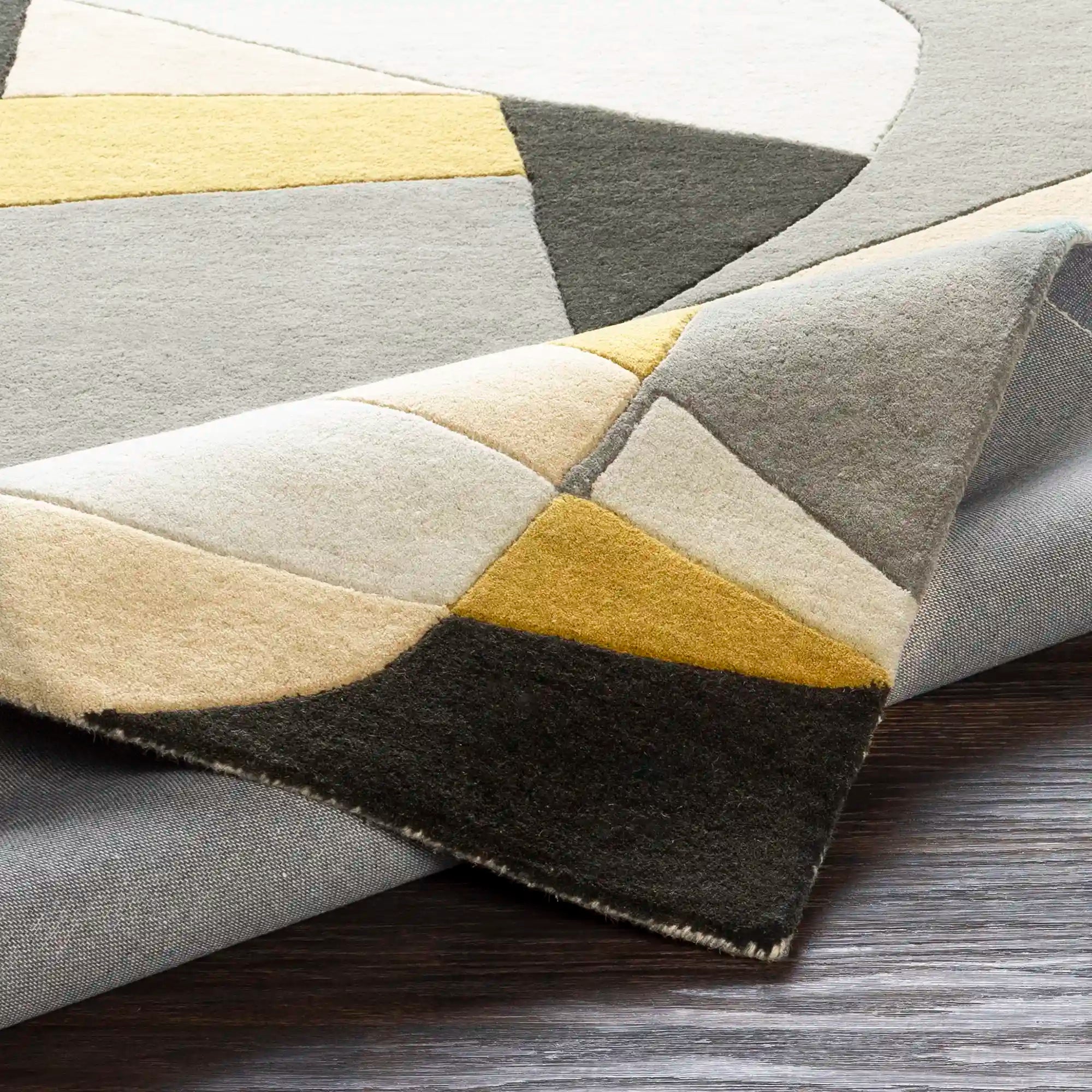 Hand Tufted Yellow and Gray Multicolor Wool Rug