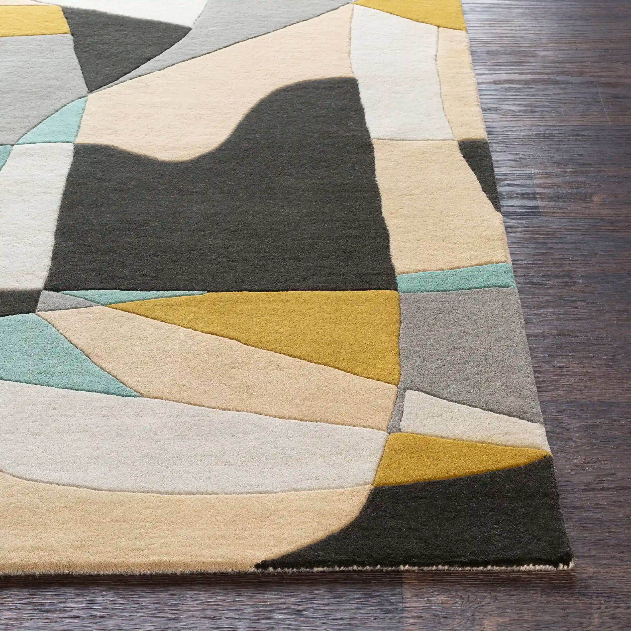 Hand Tufted Yellow and Gray Multicolor Wool Rug