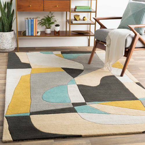 Hand Tufted Yellow and Gray Multicolor Wool Rug