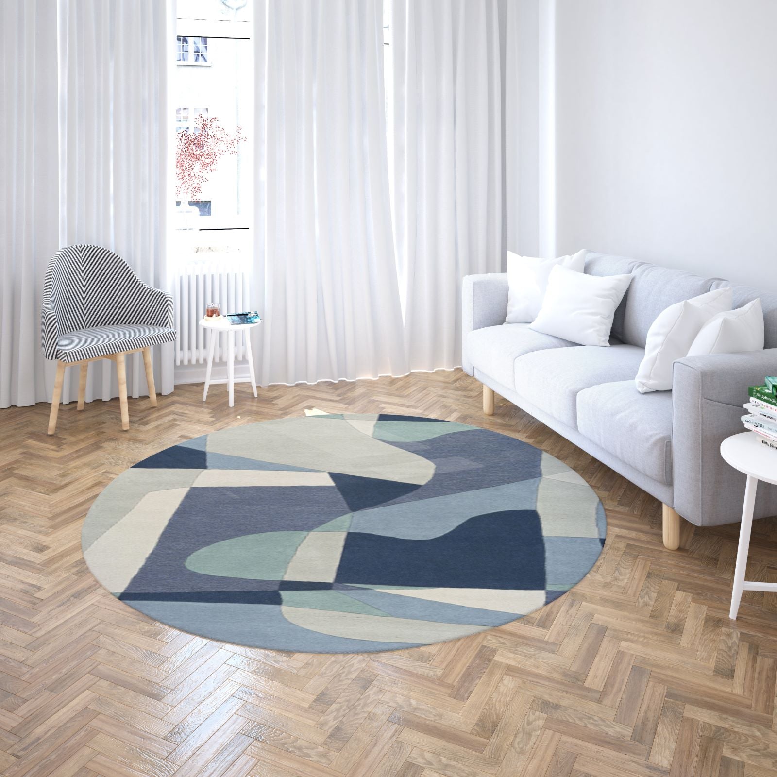 Hand-Tufted Forum Dusty Sage and Blue Wool Rug