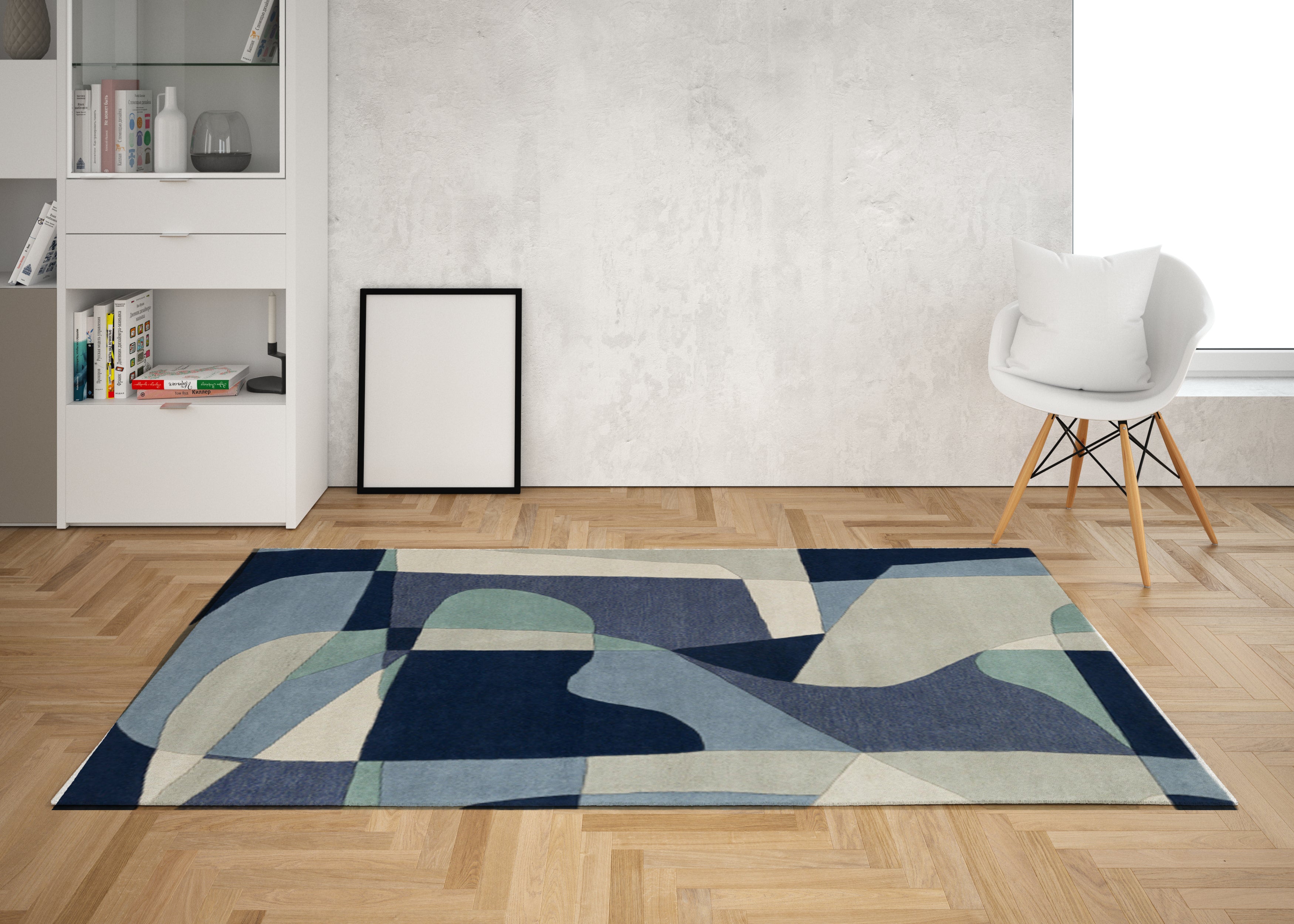 Hand-Tufted Forum Dusty Sage and Blue Wool Rug