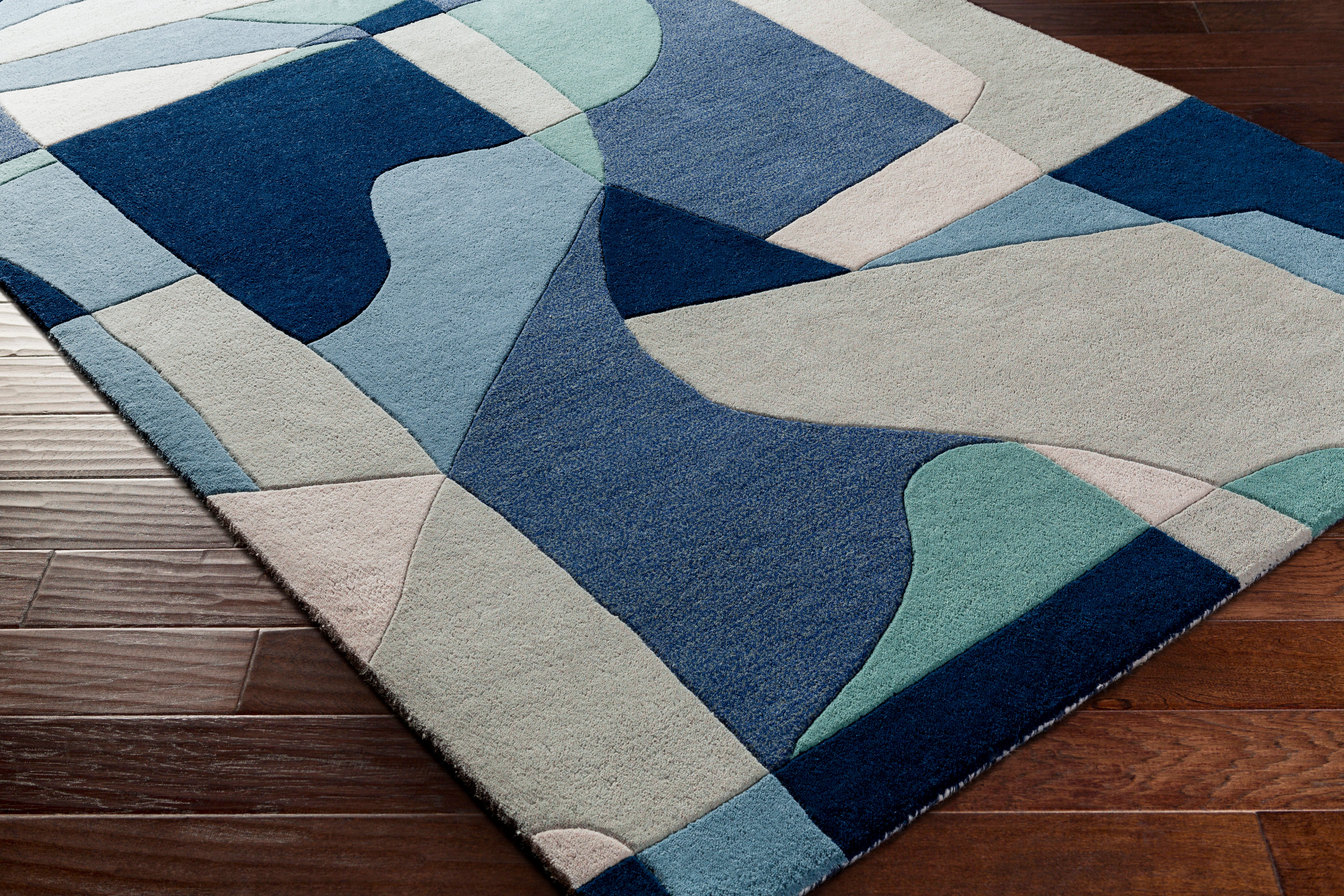 Hand-Tufted Forum Dusty Sage and Blue Wool Rug
