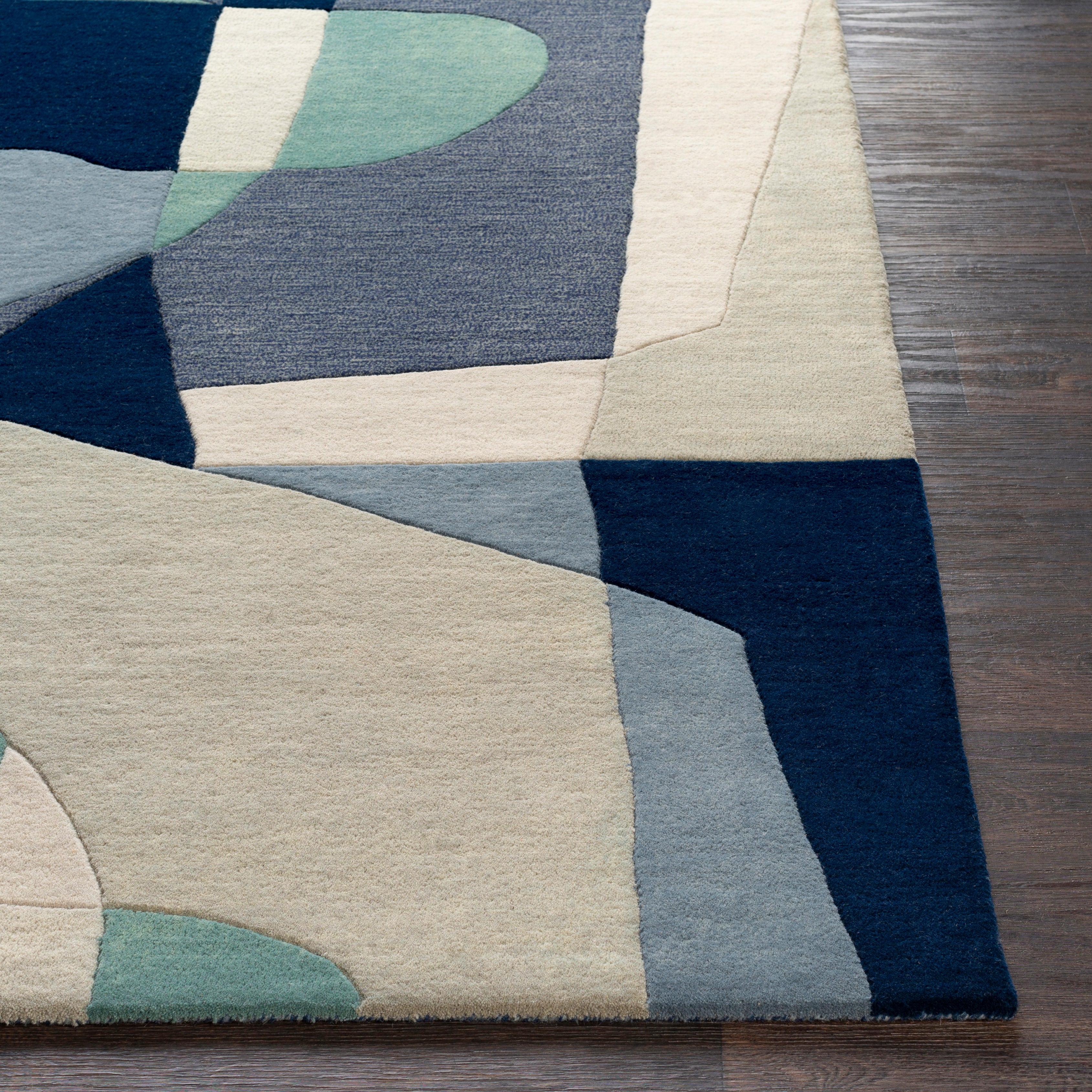 Hand-Tufted Forum Dusty Sage and Blue Wool Rug
