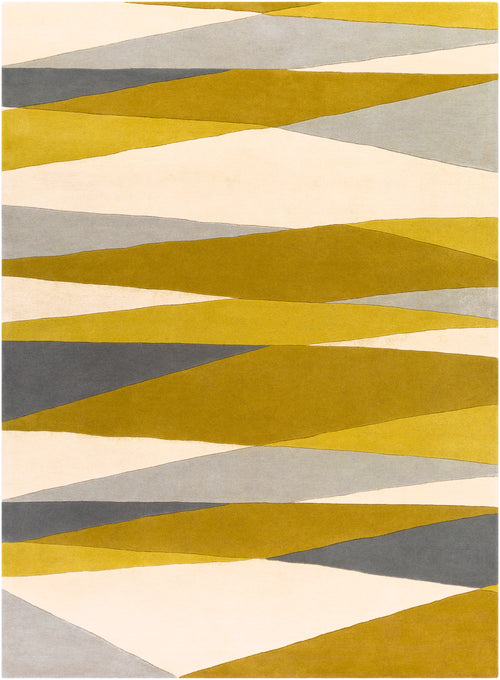 Hand Tufted Yellow and Ivory Wool Rug