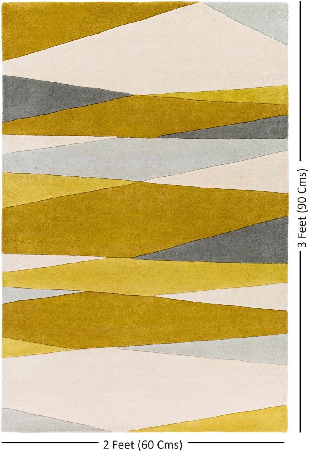 Hand Tufted Yellow and Ivory Wool Rug