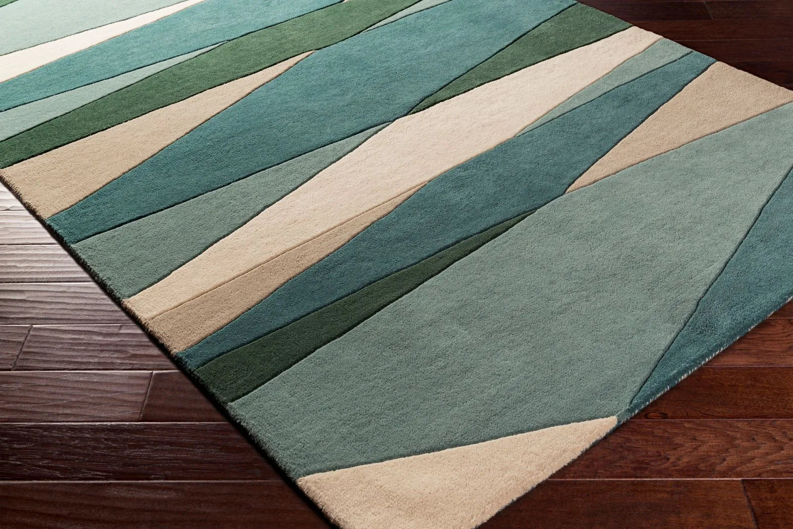 Hand Tufted Sage and Green Wool Rug