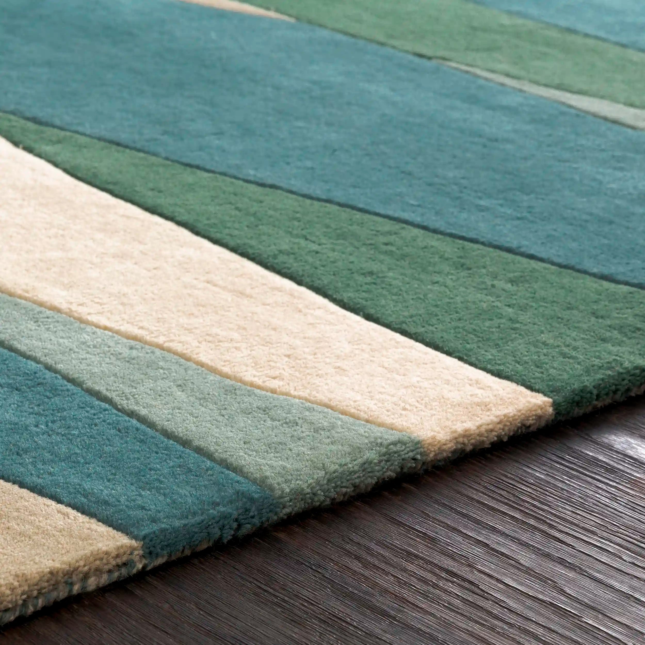 Hand Tufted Sage and Green Wool Rug