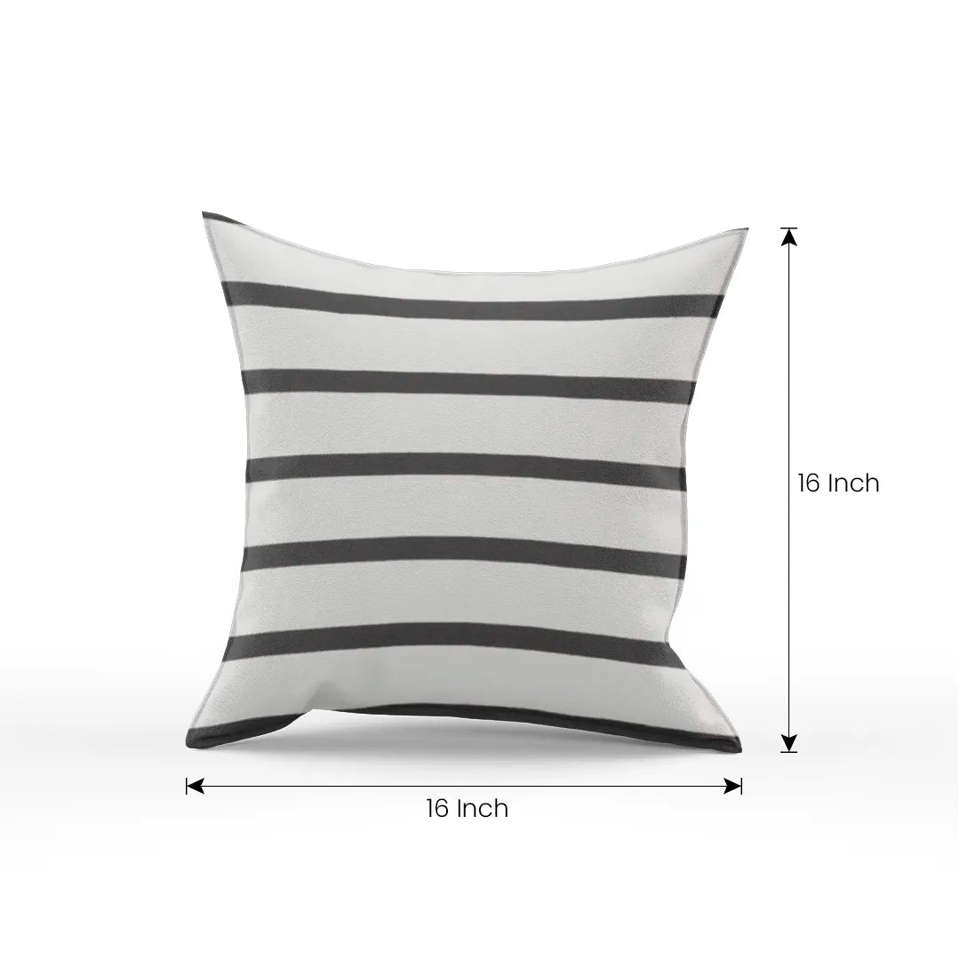 Glyph Cotton Ivory & Black Stripes Pillow Cover