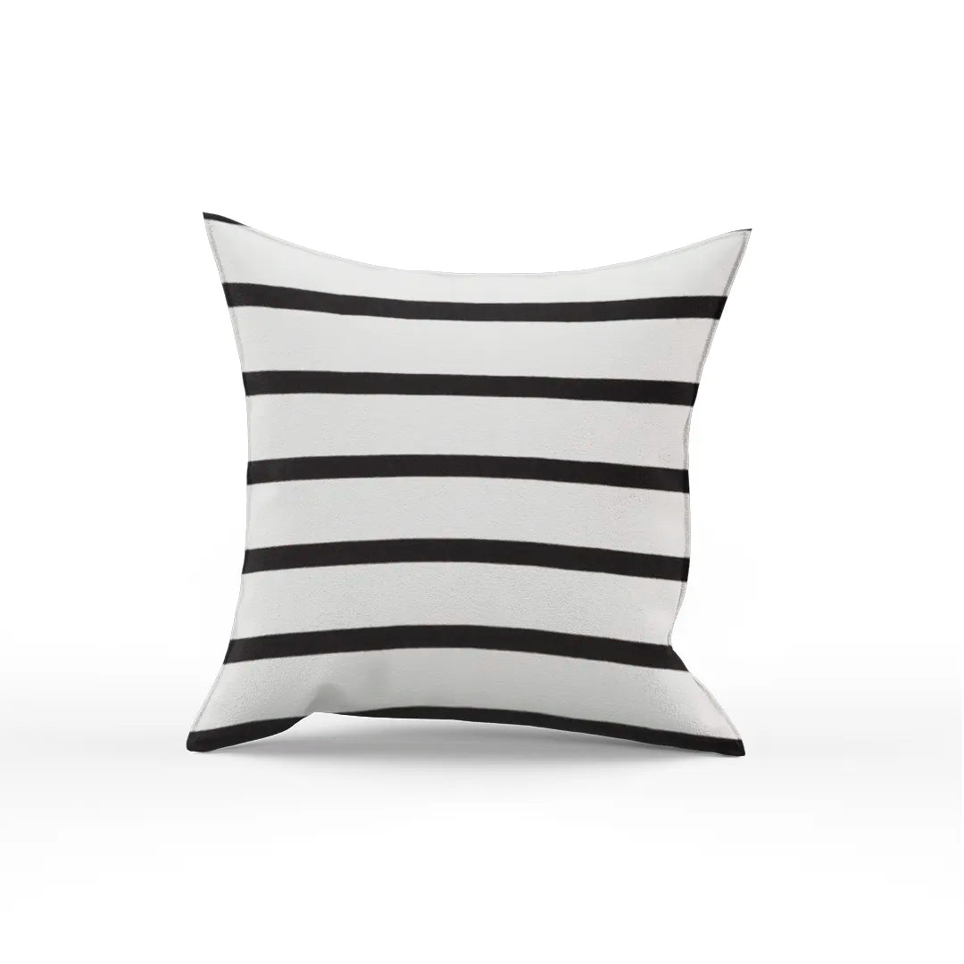 Glyph Cotton Ivory & Black Stripes Pillow Cover