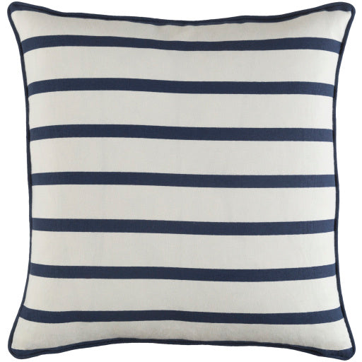 Glyph Cotton Ivory and Blue Stripes Pillow Cover