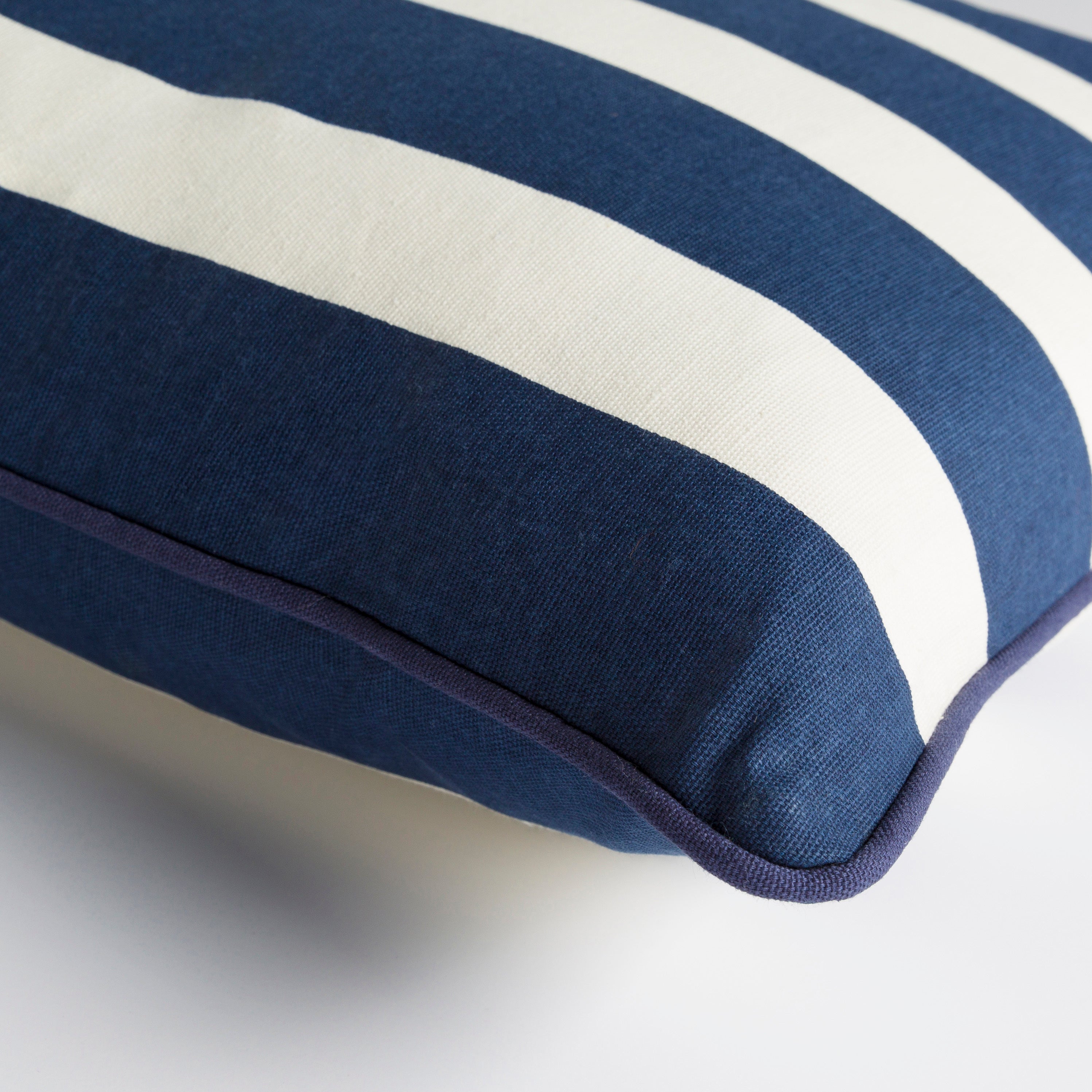 Glyph Cotton Ivory and Navy Stripes Pillow Cover