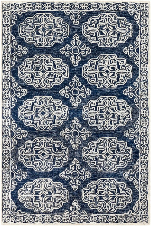 Hand-Tufted Granada Blue and Beige Wool Rug