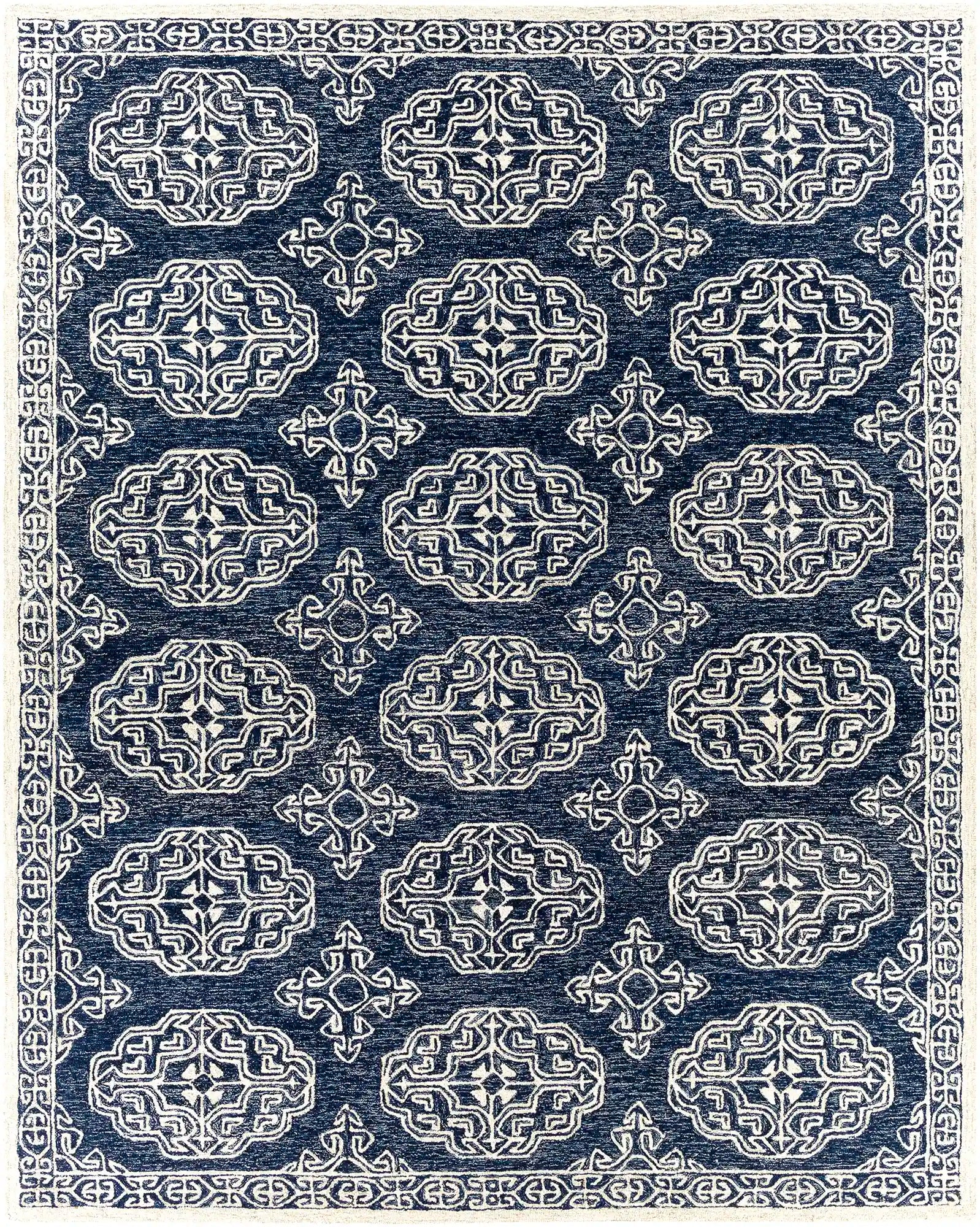 Hand-Tufted Granada Blue and Beige Wool Rug