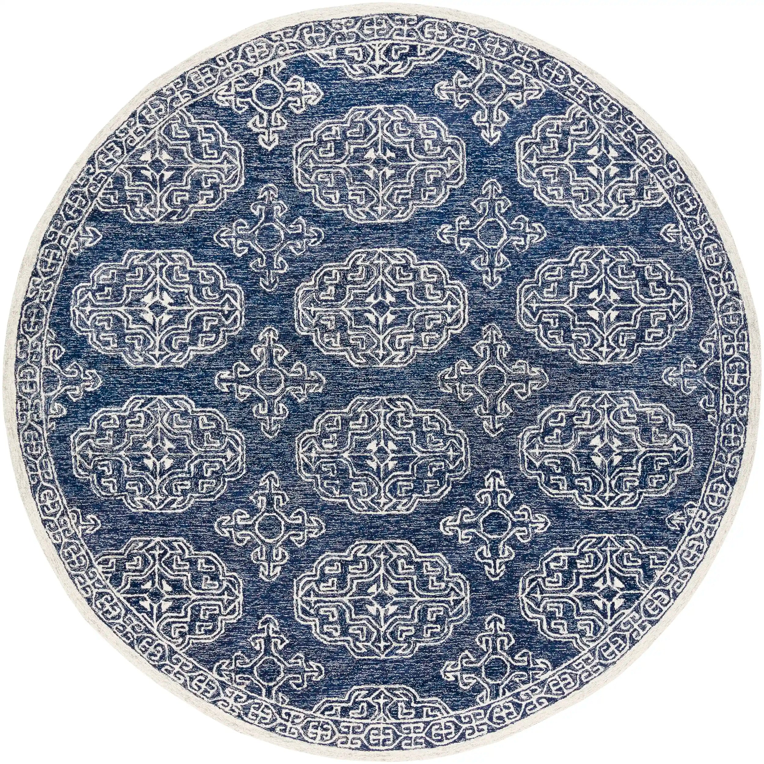 Hand-Tufted Granada Blue and Beige Wool Rug