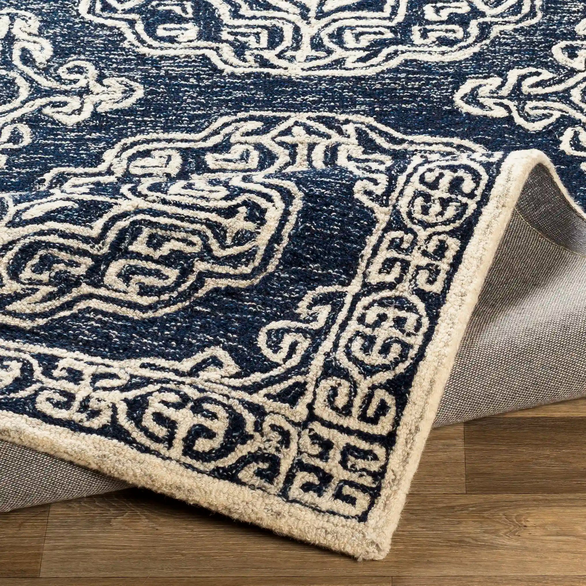 Hand-Tufted Granada Blue and Beige Wool Rug