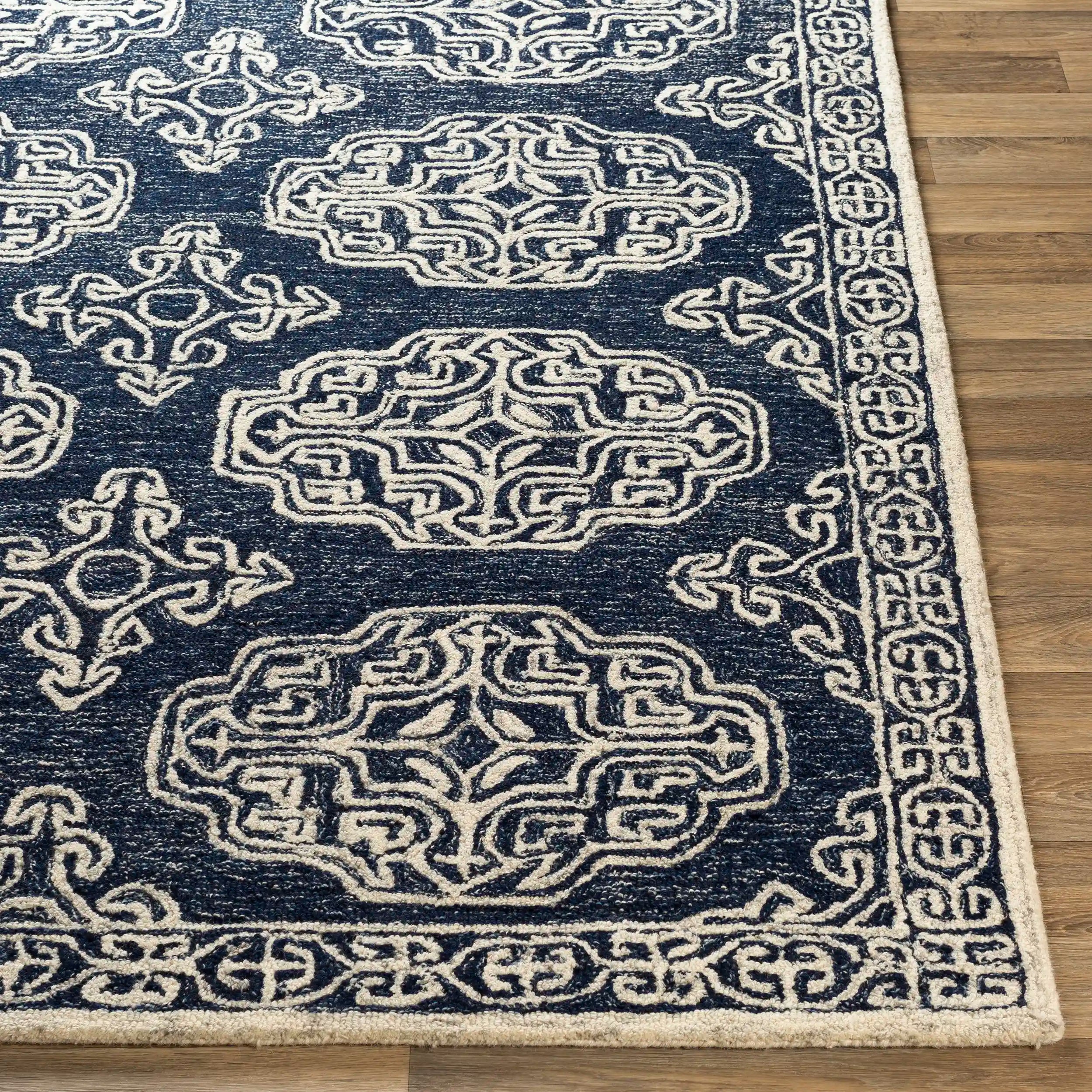 Hand-Tufted Granada Blue and Beige Wool Rug